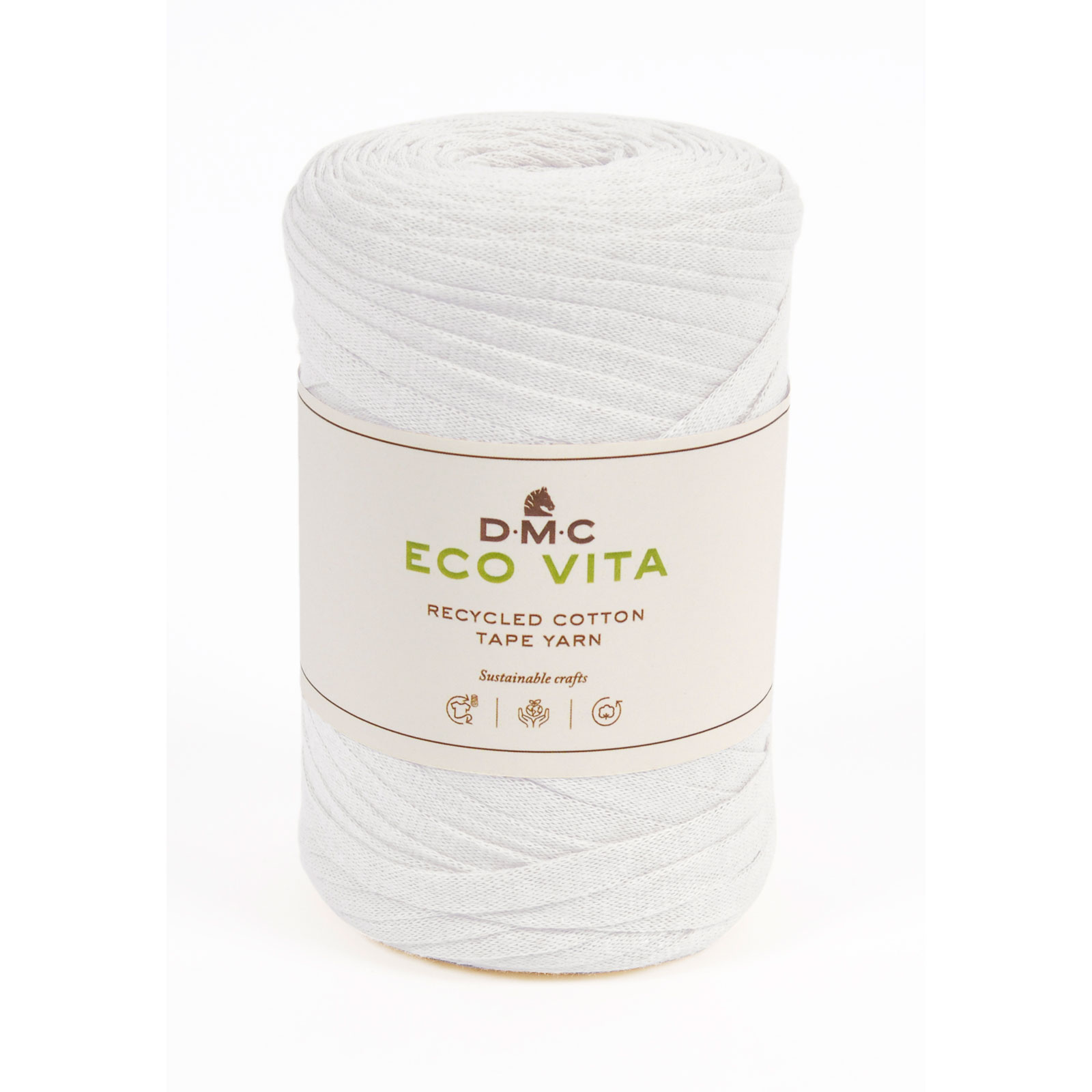 DMC 391 Eco Vita Tape Yarn 250 gram 120meter, recycled brei- en haakgaren - Kleur 01