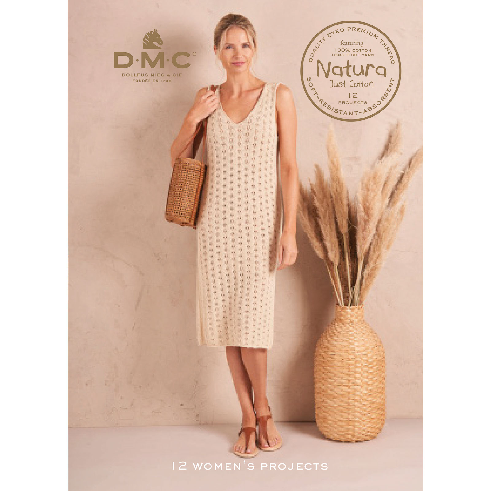 DMC 15896.E22 Boek Natura Just Cotton / Linen 12 projecten - Engelse, Duits en Nederlandse taal. - STUK