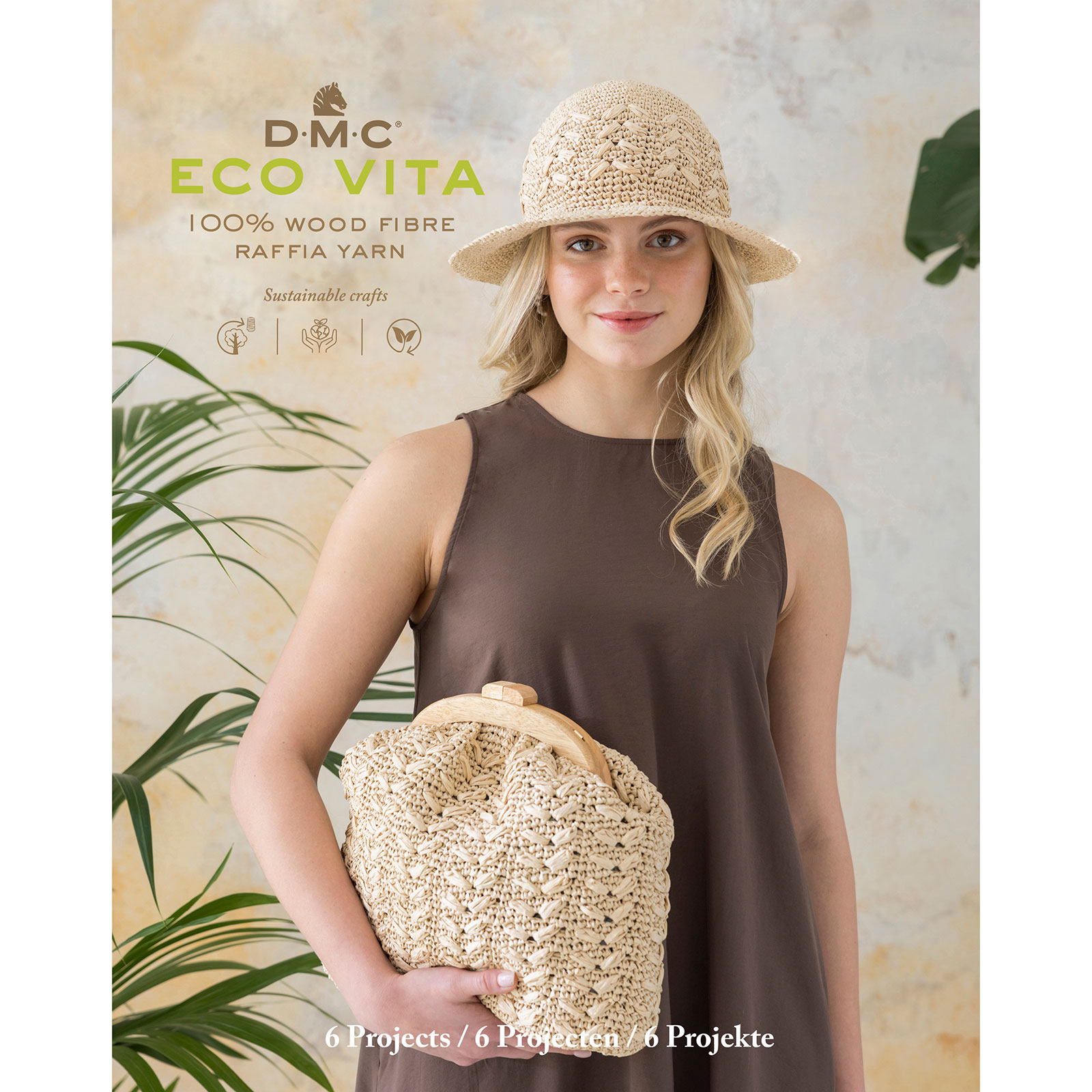DMC 15914.E22 Boek Nr. 2 Eco Vita Raffia 6 haakprojecten - Nederlandse, Engels en Duits taal. - STUK