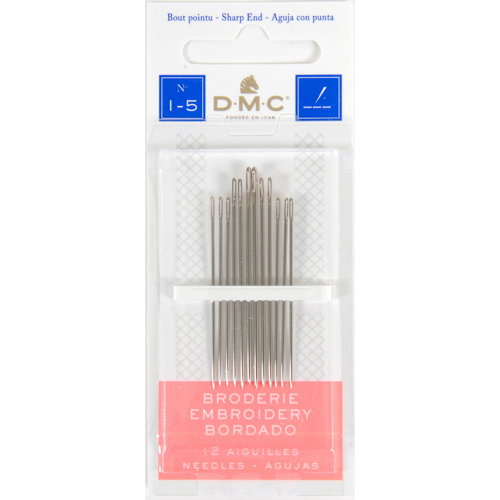 Dmc 1765/1 Borduurnaalden met punt 1 t/m 5, 12 stuks assorti - STUK