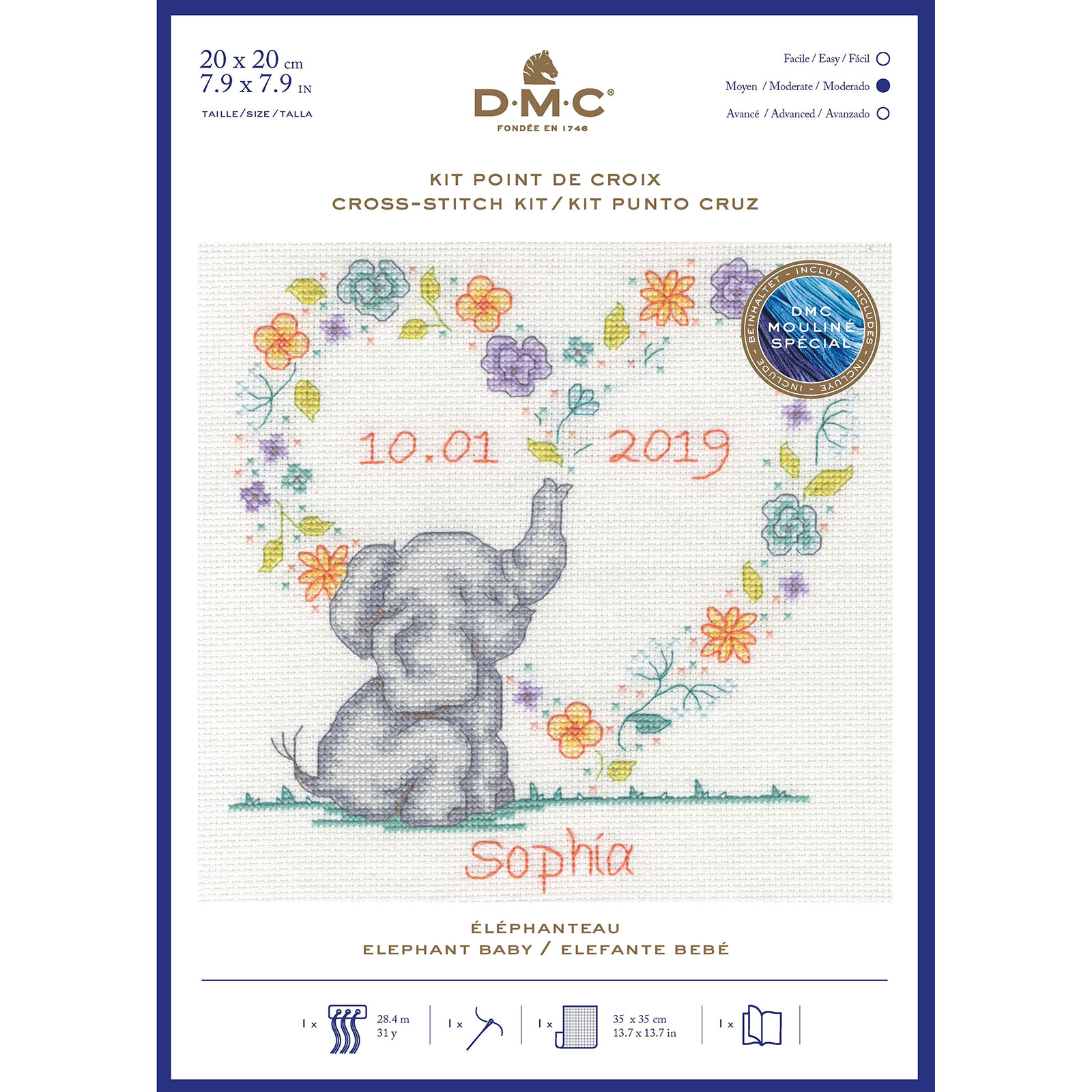 DMC BK1879 Borduurpakket - Elephanteau Aïda  20 x 20 cm - STUK