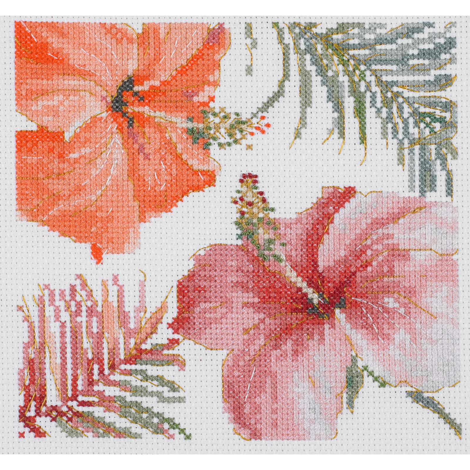DMC BL1169/76 Borduurpakket - Hibiscus Aquarel Aïda  15 x 14 cm - STUK