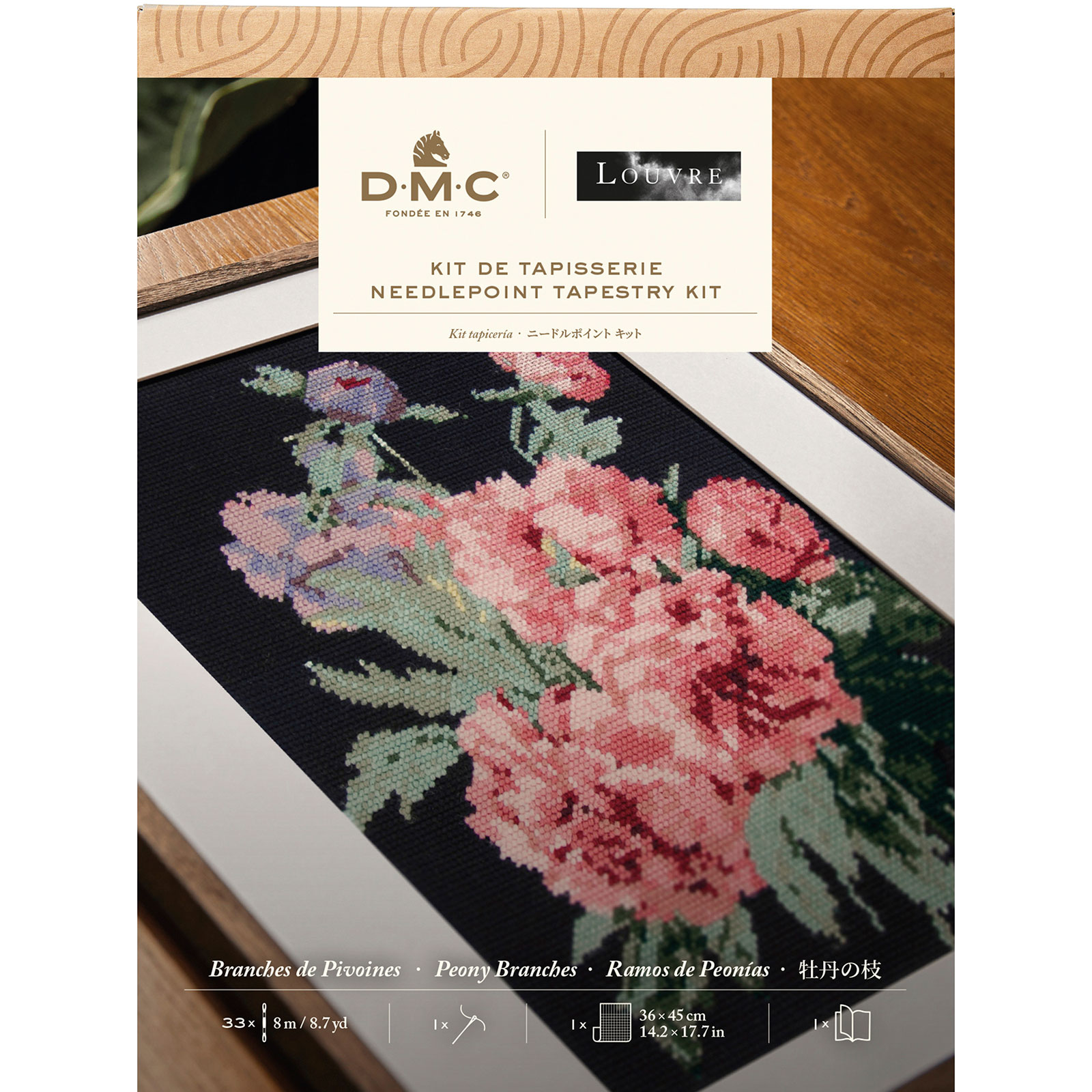 DMC C123K/81 Borduur-Tapestrypakket Peony Branches 27,5x35,5cm - STUK