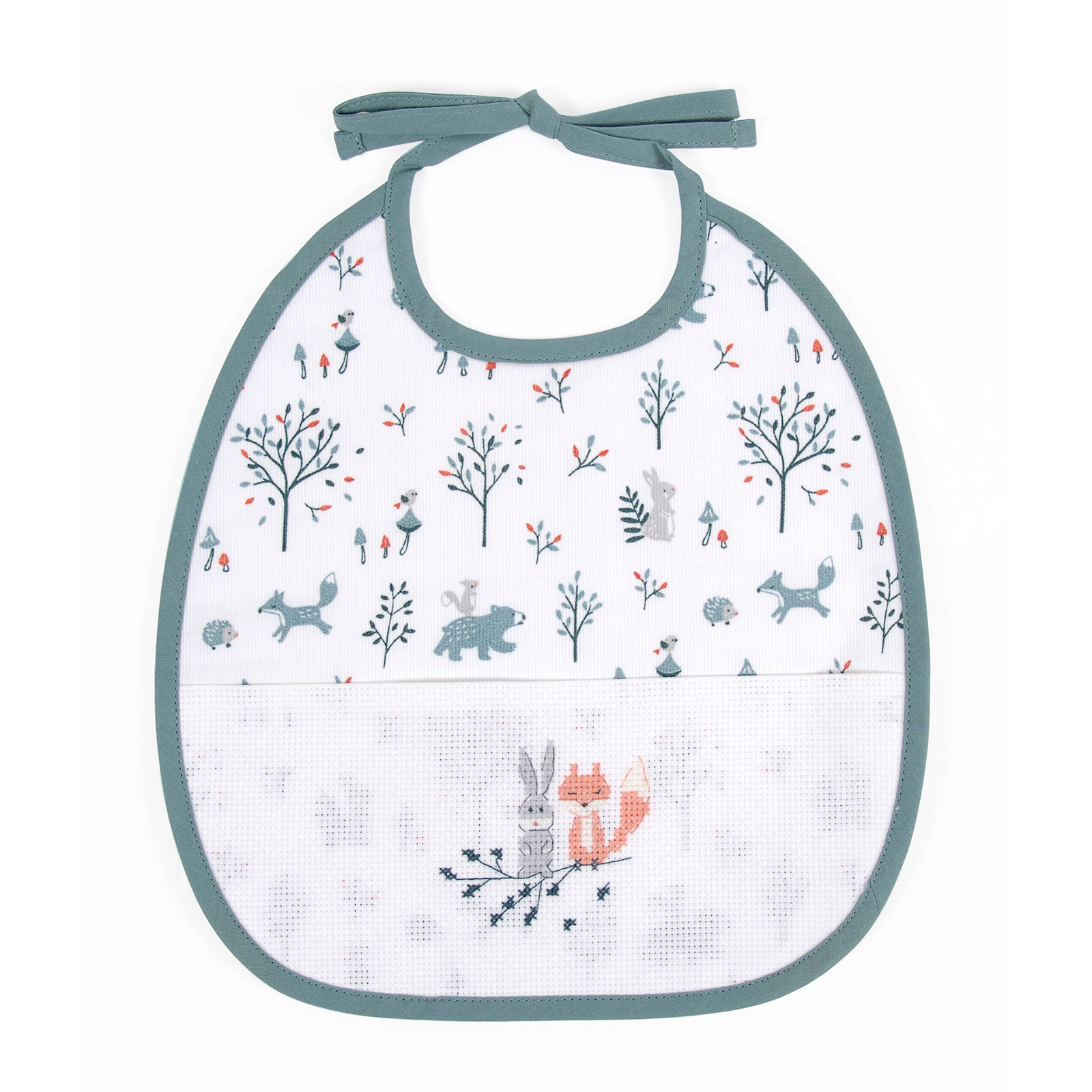 DMC RS2691 Bedrukte Slabbetje 6 maanden Turquoise 25x30cm - STUK