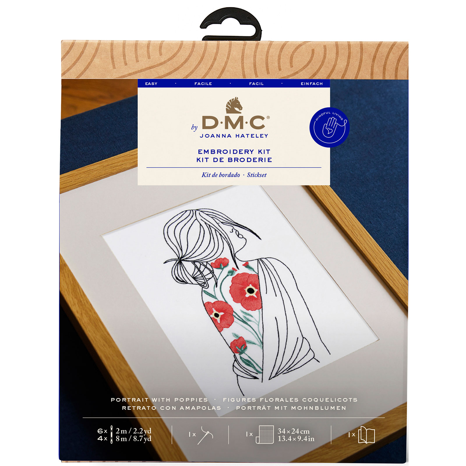 DMC TB202 Borduurpakket Portret met Klaprozen 17x28cm - STUK