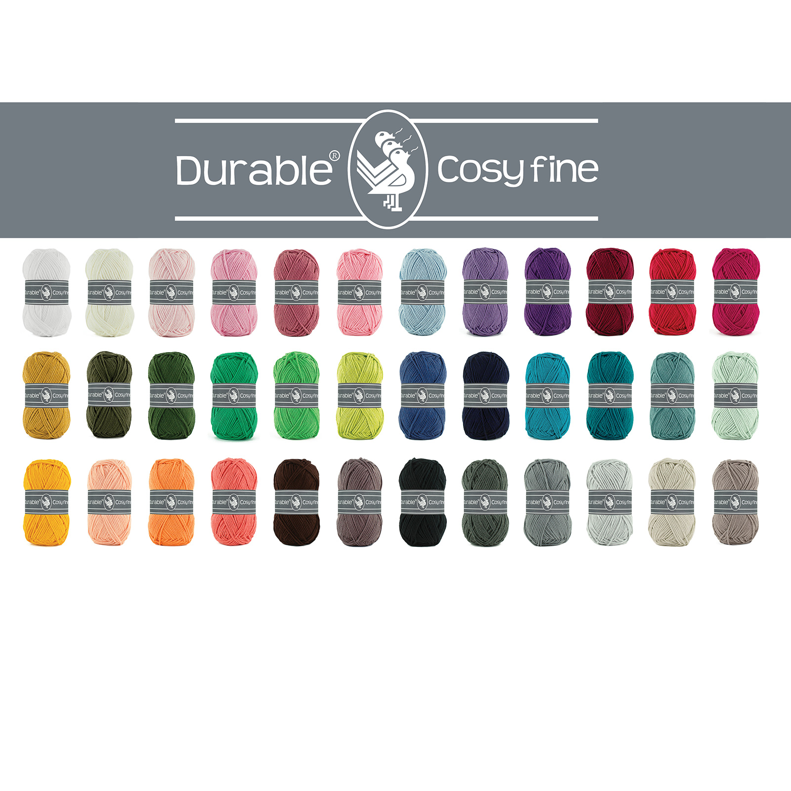 Durable Cosy Fine totaal assortiment 74 kleuren à 10 bollen - Assortiment