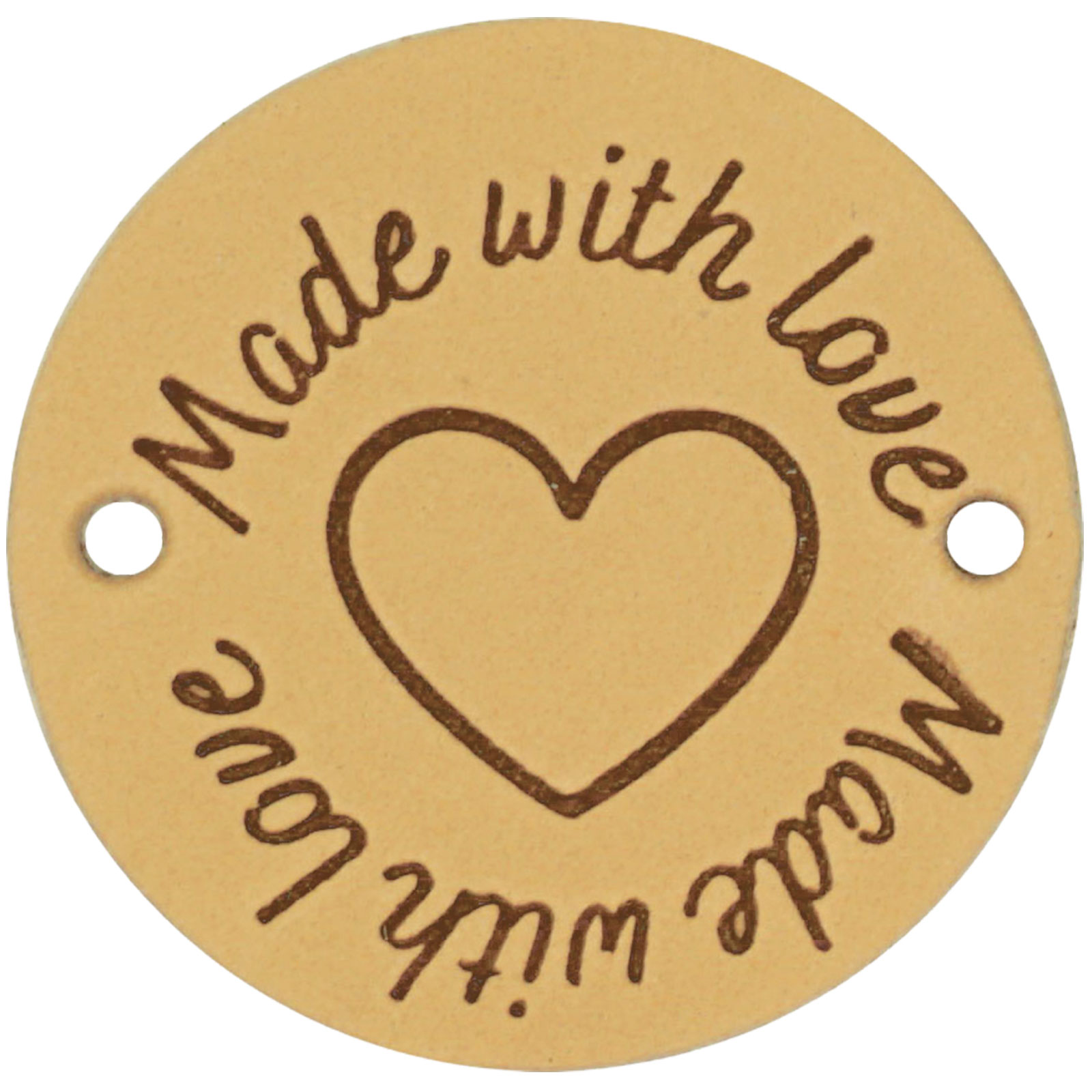 Durable 020.1225 Leren Label  Made with Love rond 3,5cm - Kleur 001