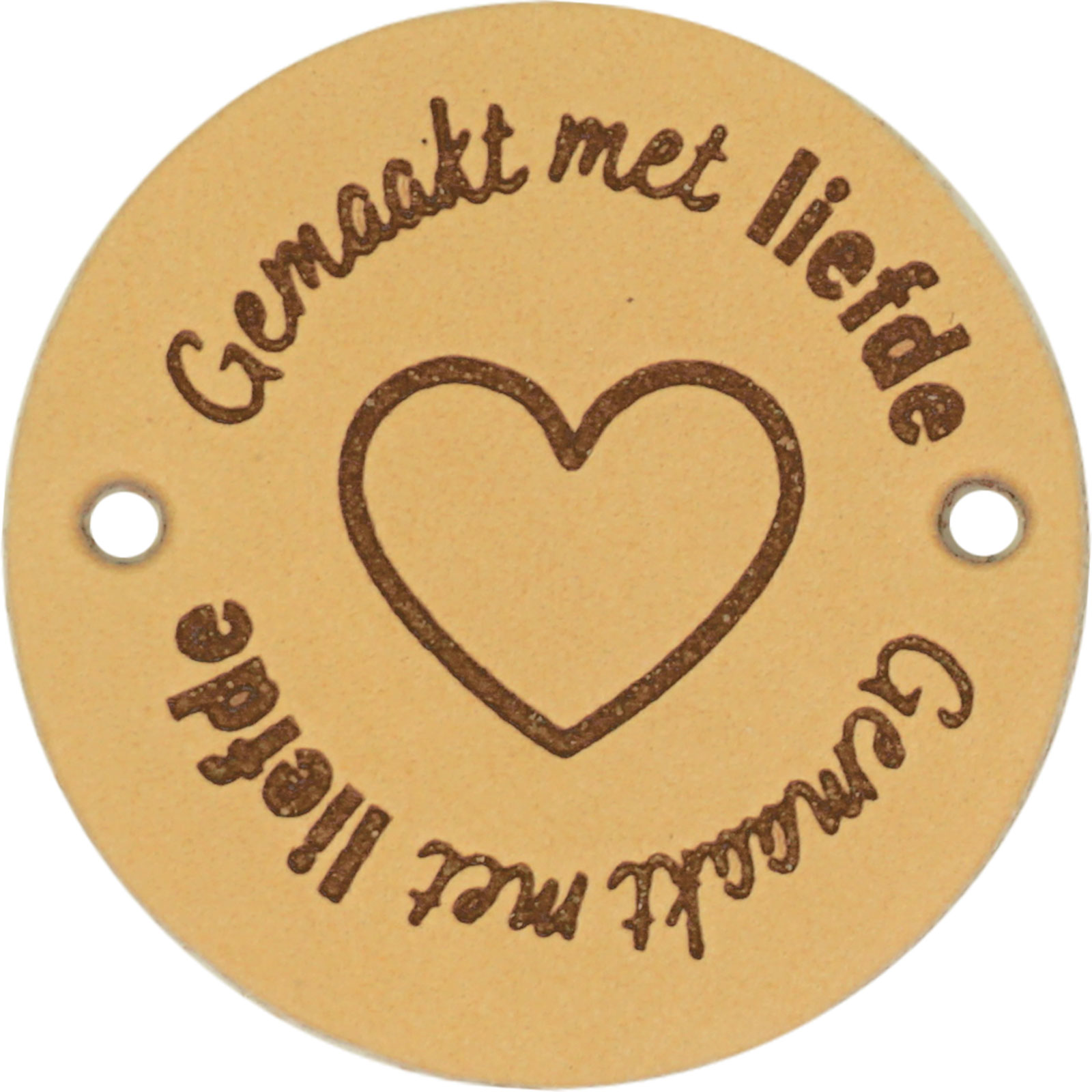 Durable 020.1234 Leren Label Gemaakt met Liefde rond 3,5cm - Kleur 001