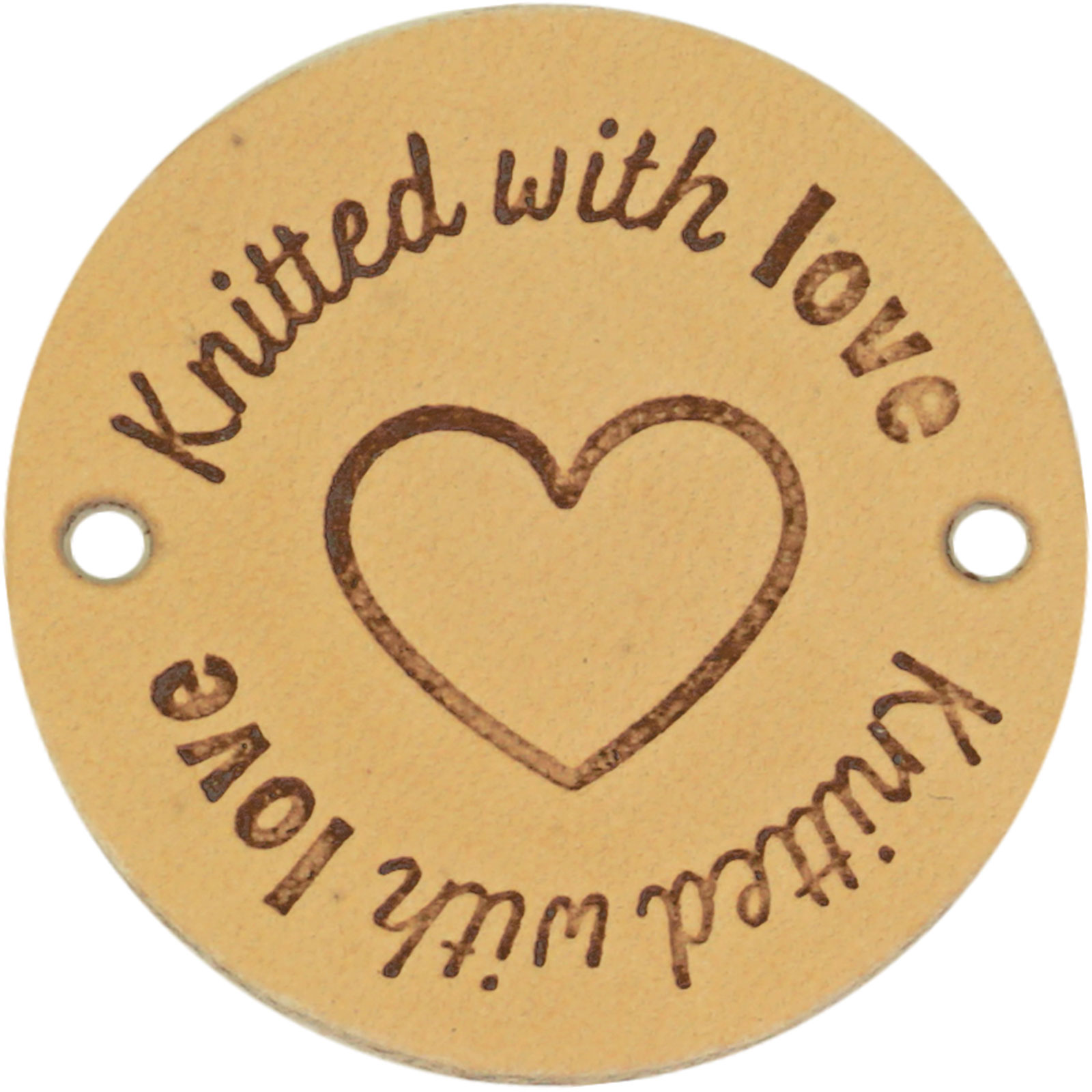 Durable 020.1235 Leren Label Knitted with Love rond 3,5cm - Kleur 001