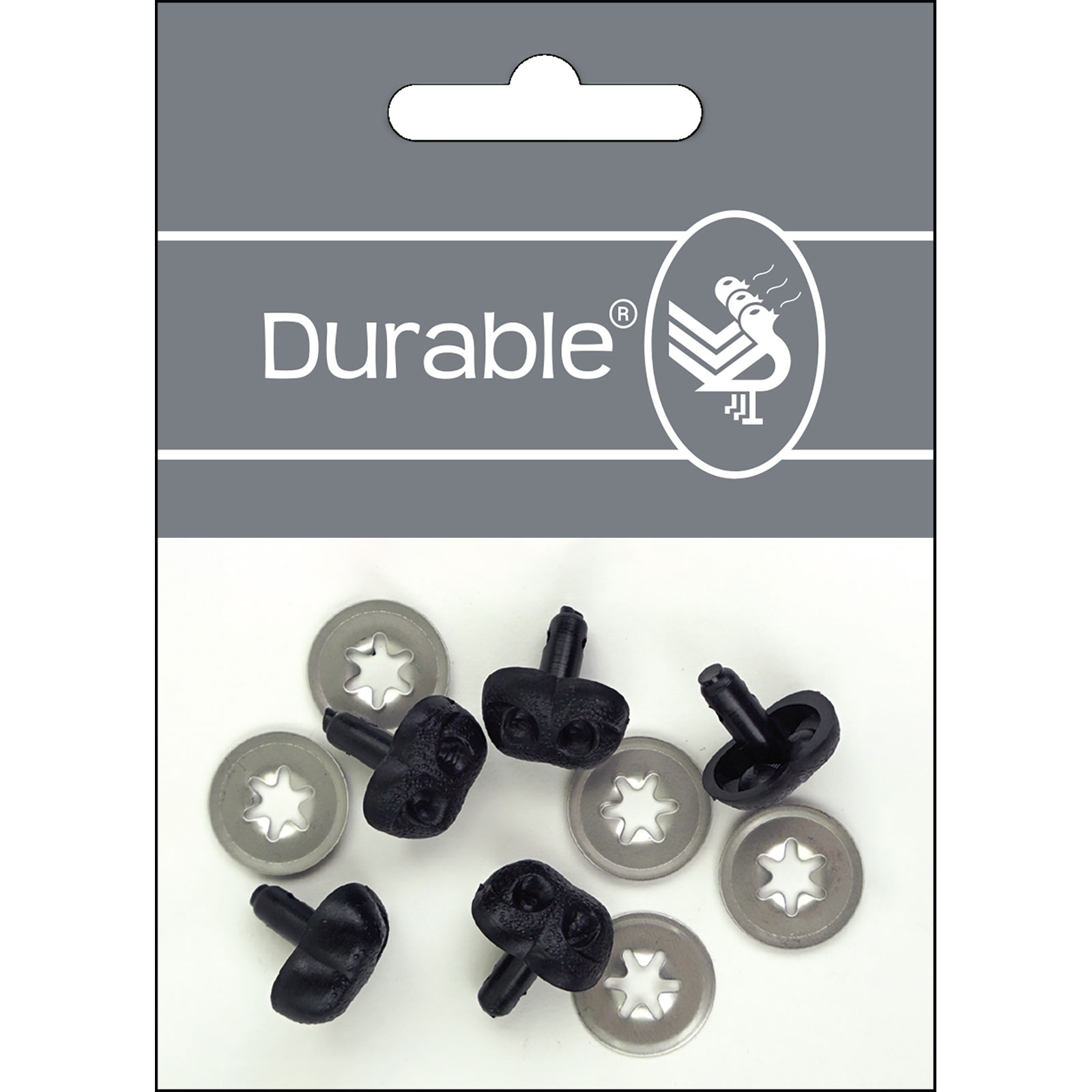 Durable Neus zwart 15mm, kaart à 5 stuks - Kaart