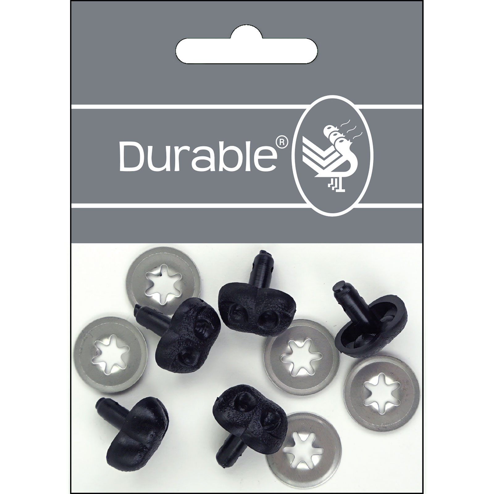 Durable Neus zwart 18mm, kaart à 5 stuks - Kaart