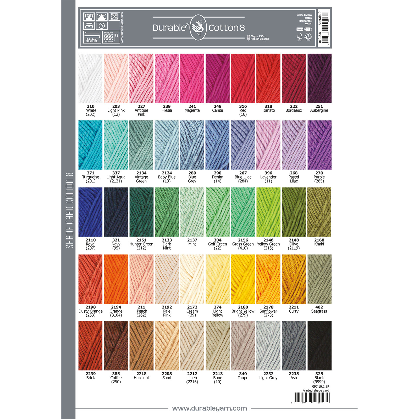 Kleurkaart print Durable Cotton 8 010.2.8 - STUK