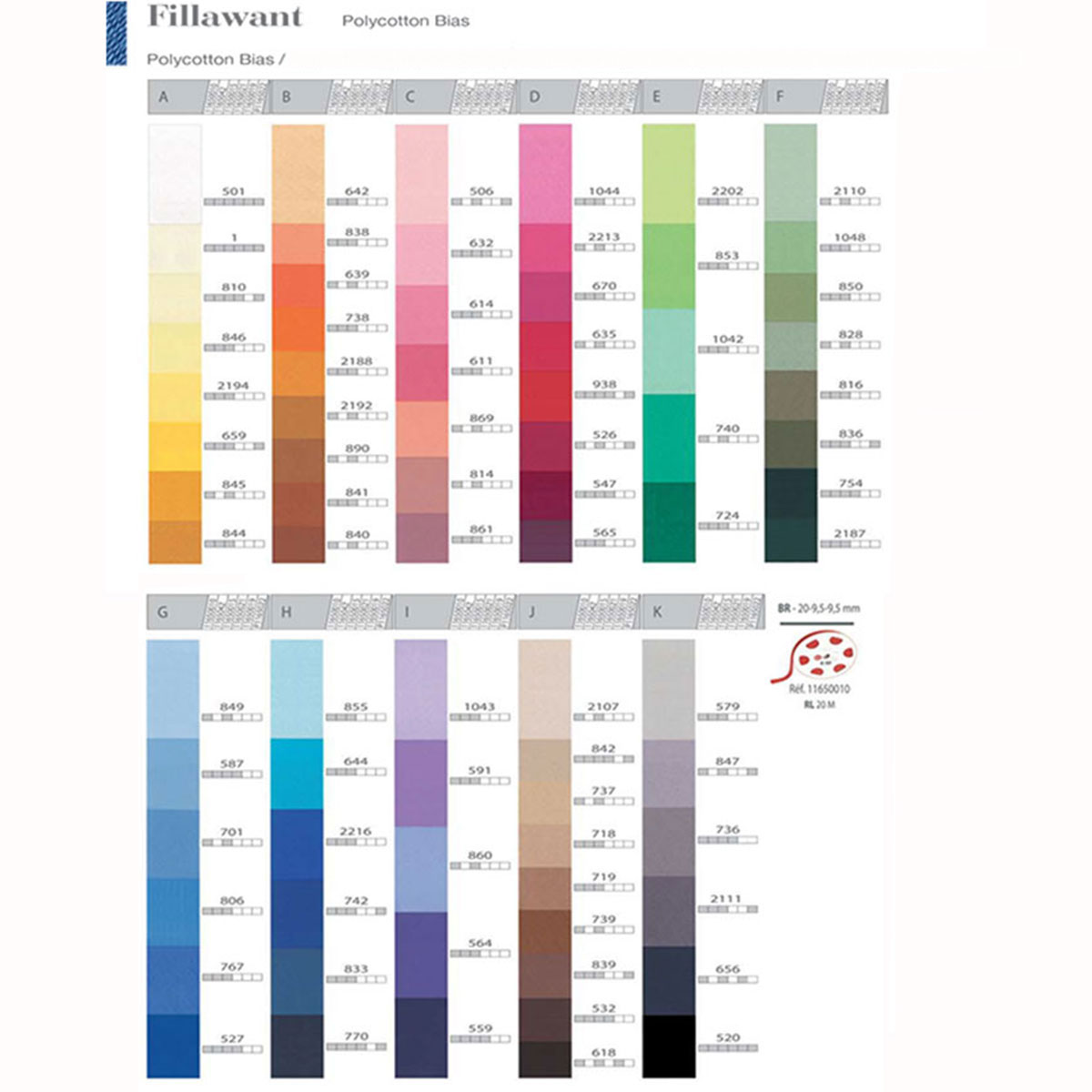 Fillawant 11650010 Biaisband 20mm polyester katoen - Kleur 656