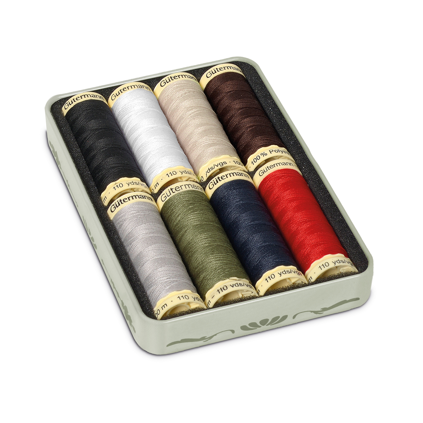 Gütermann 640950 Nostalgiedoos met 8 conen allesnaaigaren 100 meter - Doos