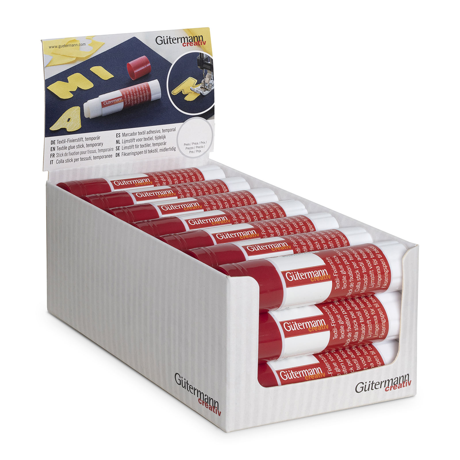 Gütermann 705392 Display met 21 Textiel lijmstiften - Display