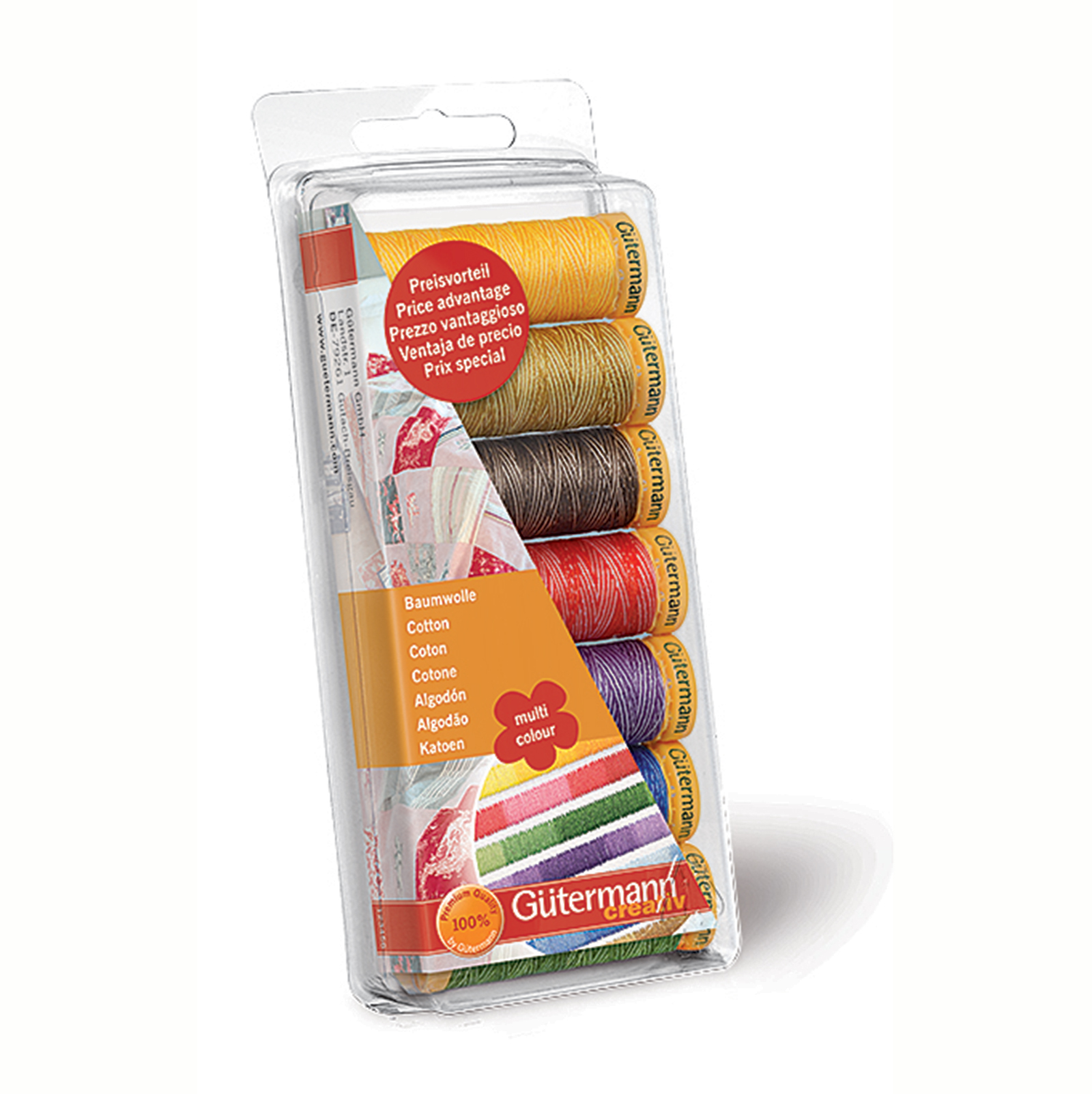 Gütermann 731146 Naaigarenset 7 conen katoen naaigaren multikleuren - Kleur 1