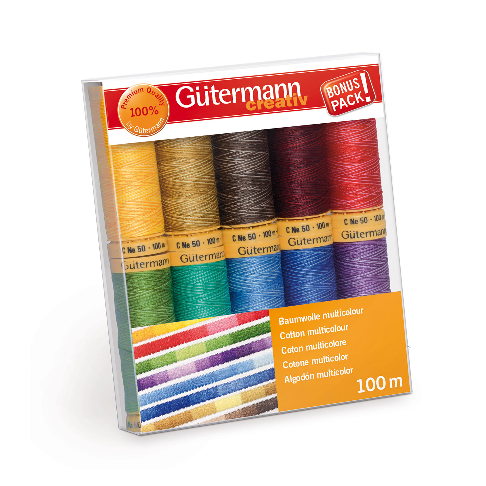 Gütermann 731149 Naaigarenset 10 conen katoen naaigaren multikleuren - STUK