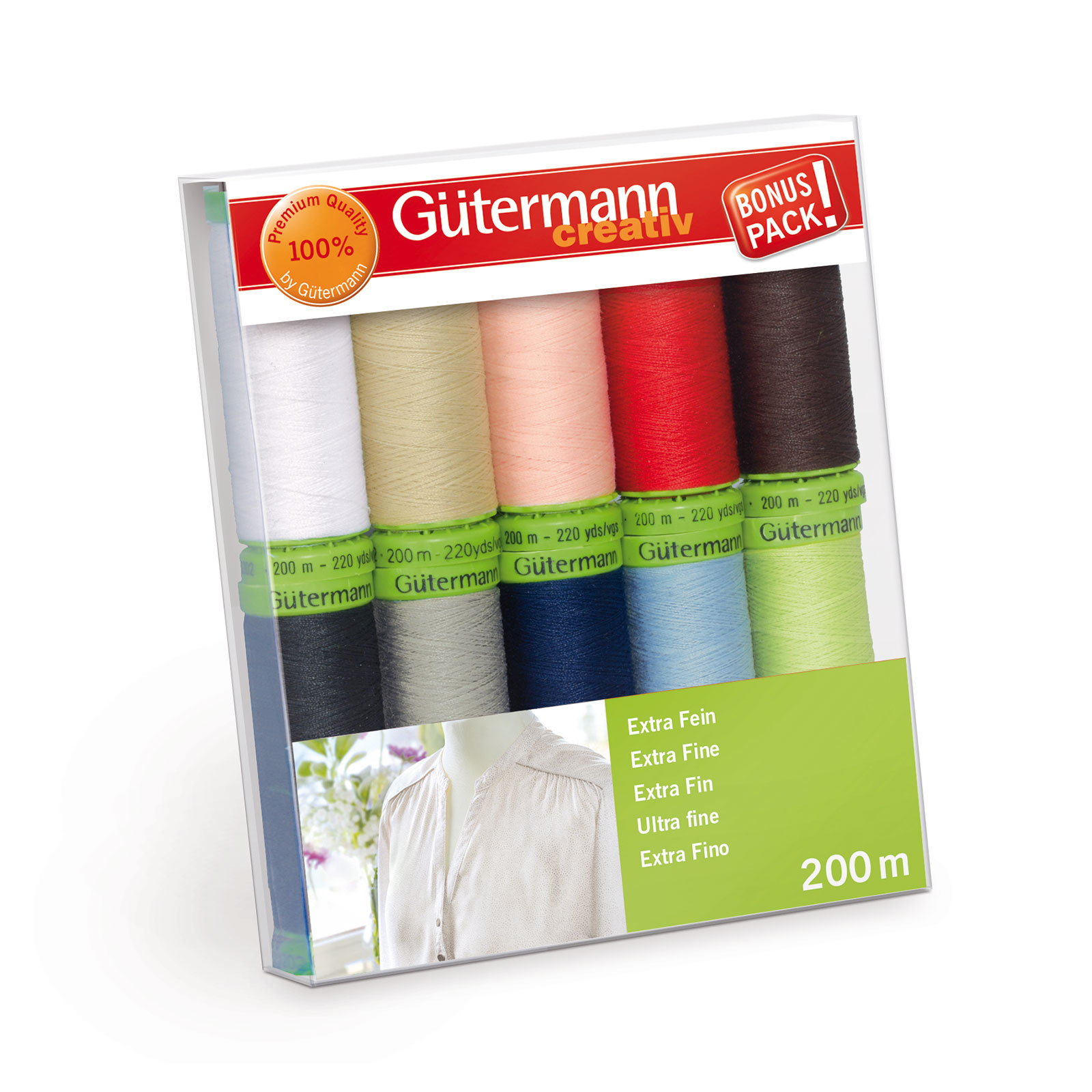 Gütermann 731150 Naaigarenset met 10 conen Extra fijn naaigaren 200mtr - STUK