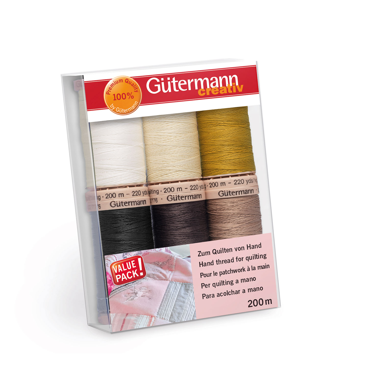 Gütermann 731190 Naaigarenset met 6 conen handquiltgaren 200 meter - Kleur 1