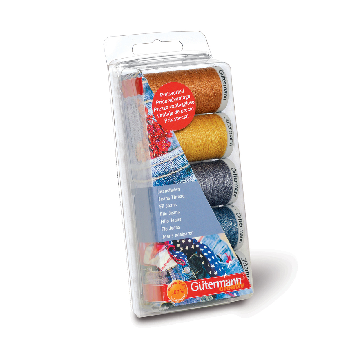 Gütermann 731323 Naaigarenset met 3 conen Extra sterk 2 conen Jeans - Kleur 1