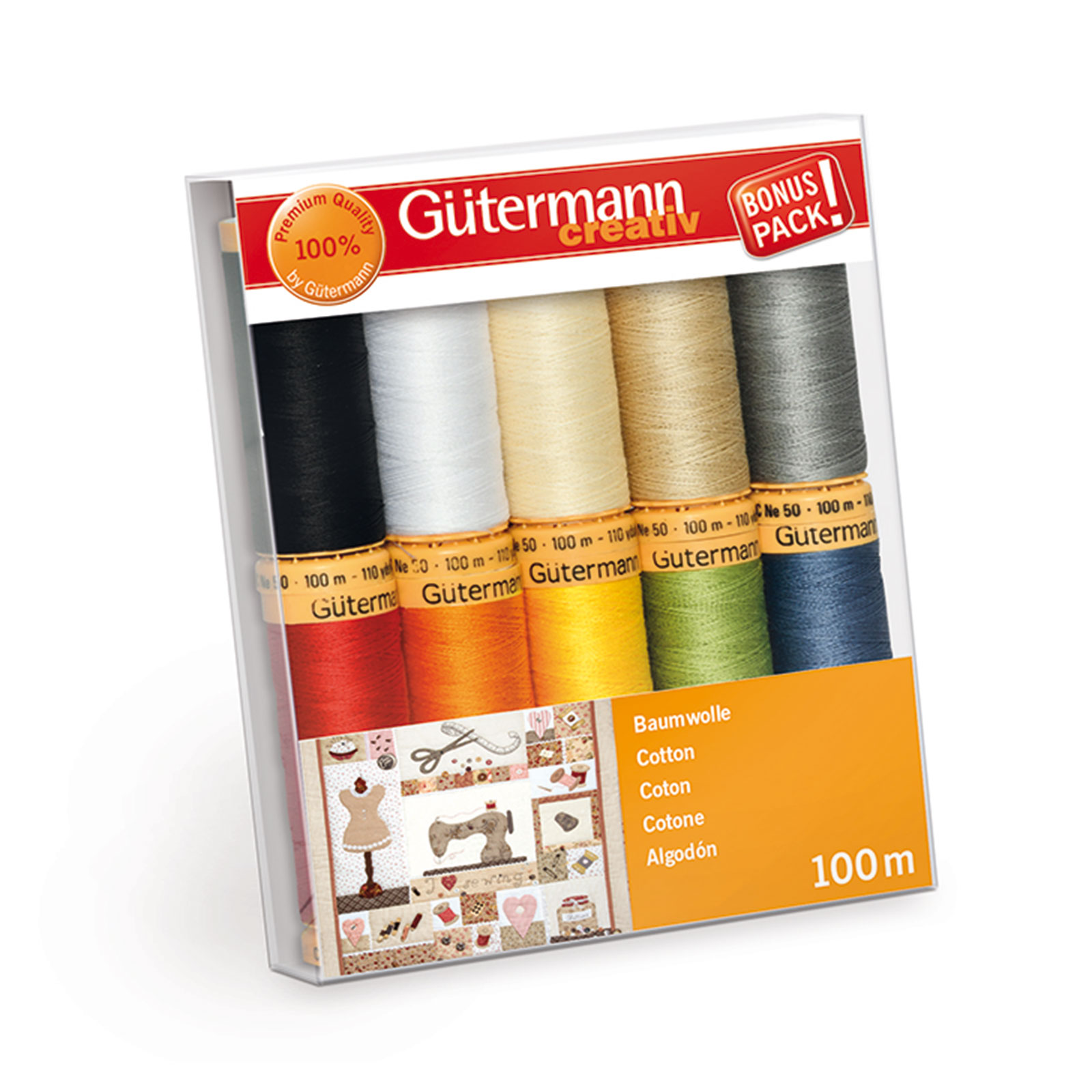 Gütermann 734521 Naaigarenset met 10 conen katoen naaigaren 100 meter - Kleur 1