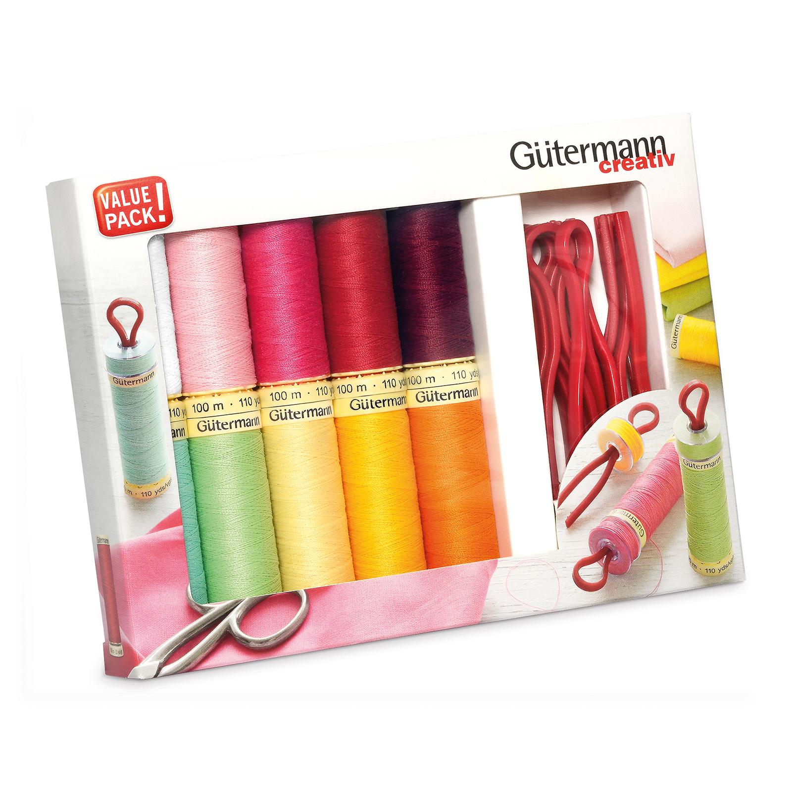 Gütermann 734565 Naaigarenset 10 conen allesnaaigaren + Bobbinclips - SET