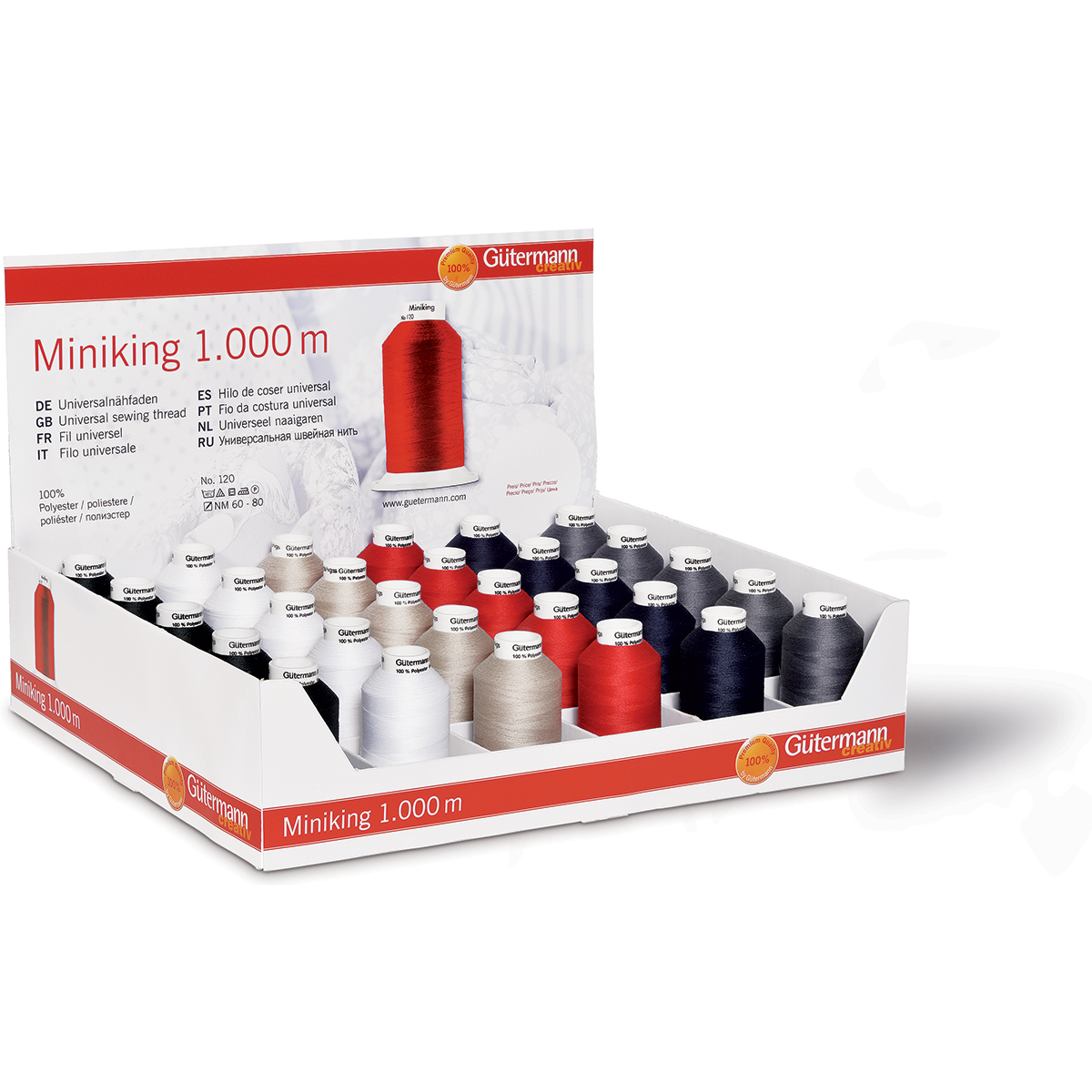 Gütermann 799696 Display Miniking 1000 meter 30 conen - Kleur 1