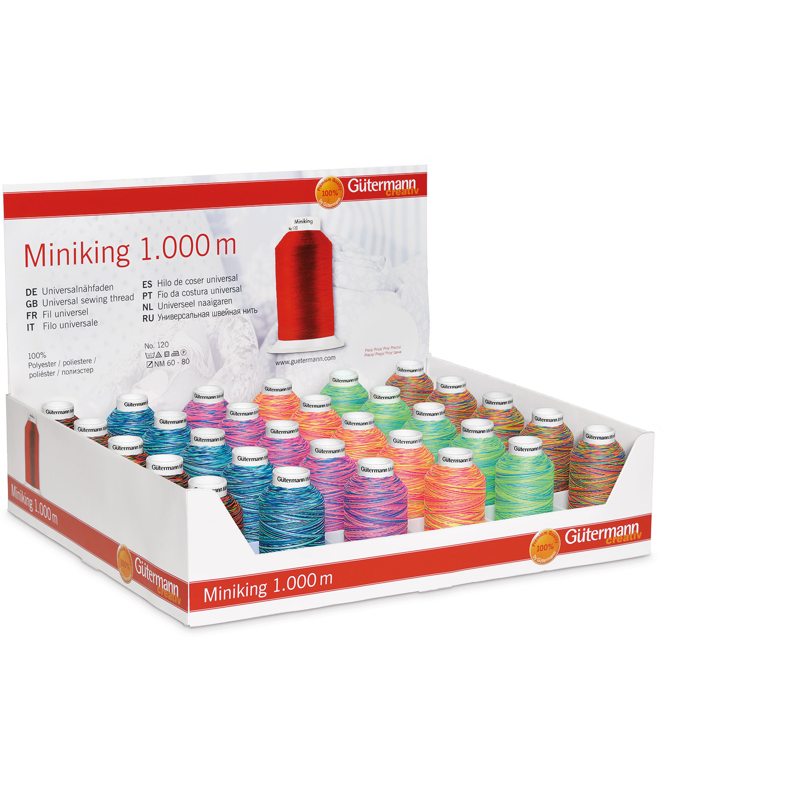 Gütermann 799697 Display met 30 conen Miniking 1000 meter multikleuren - Kleur 1