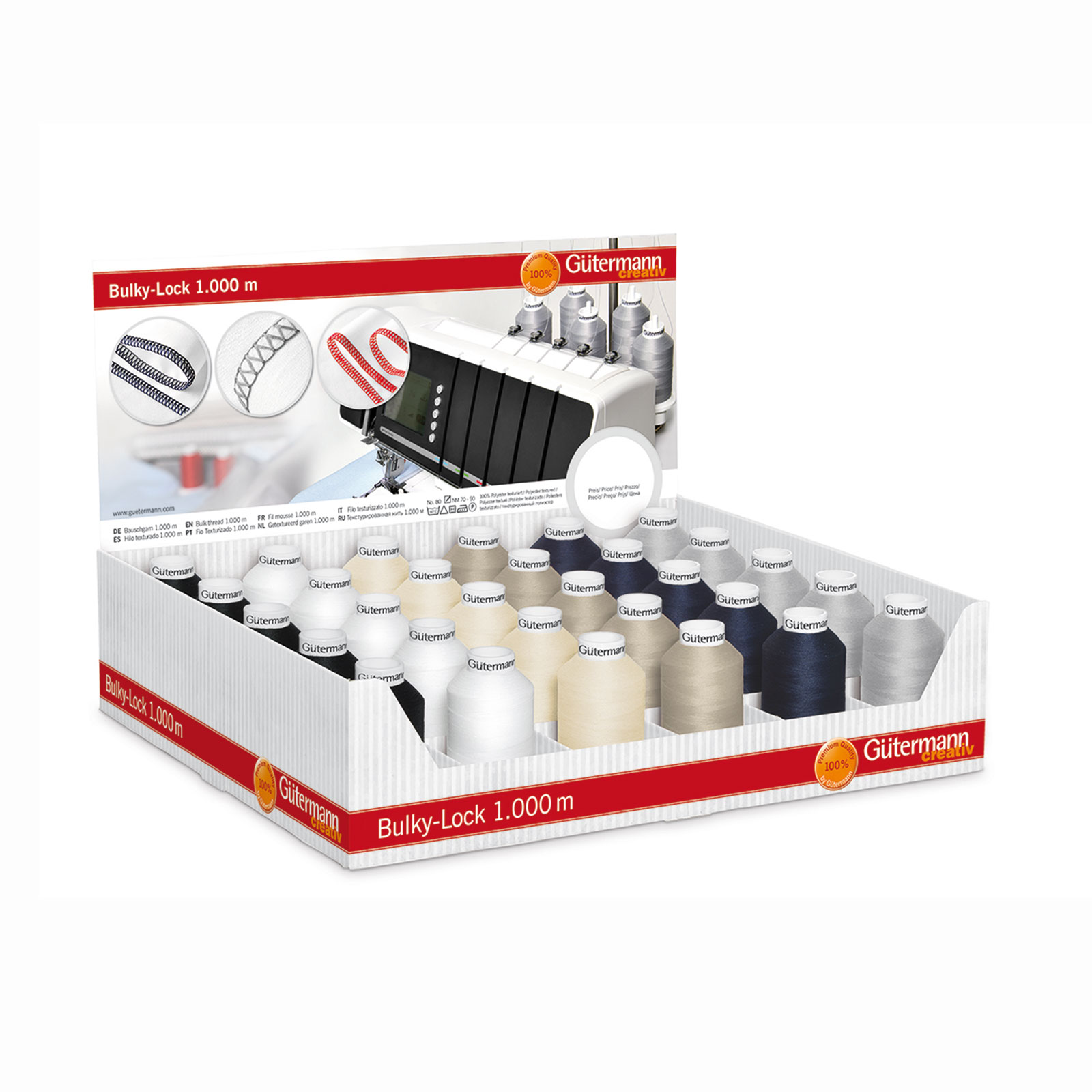 Gütermann 799705 Display met 30 conen Bulky-Lock 80 1000 meter - Kleur 1