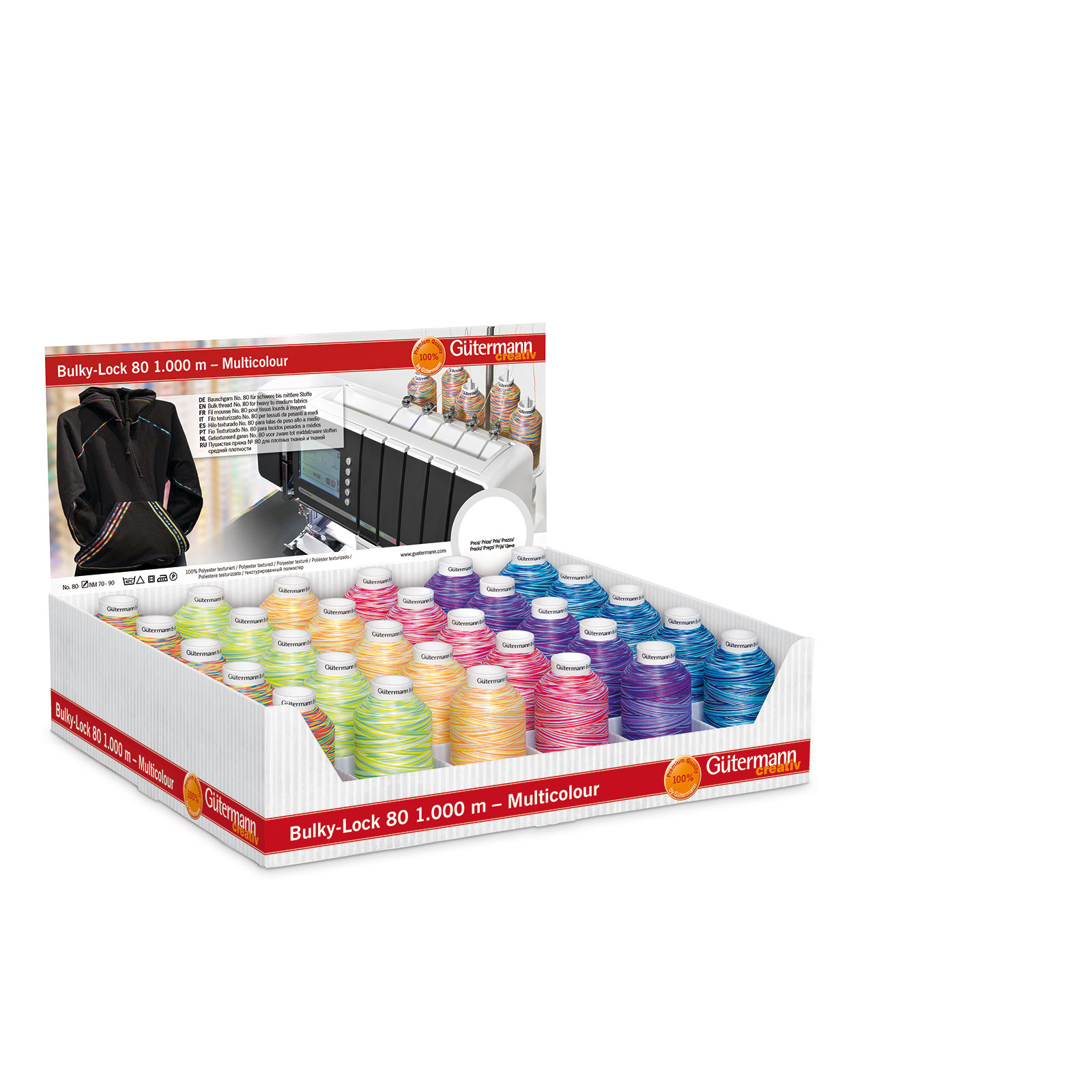 Gütermann 799707 Display met 30 conen Bulky-Lock 80 1000 meter - Kleur 1