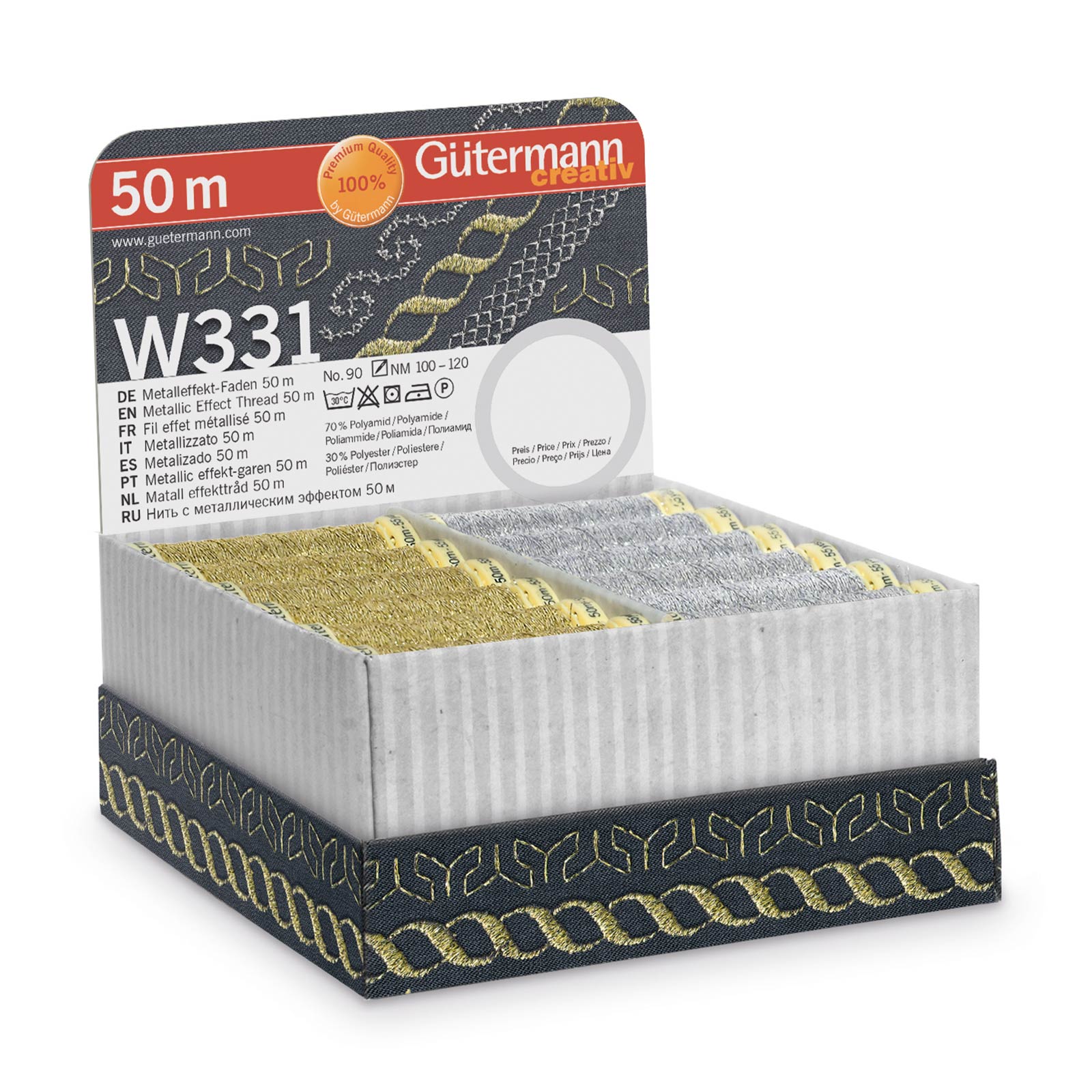 Gütermann 799732 Displ Metallic effect garen W331 50m - Display