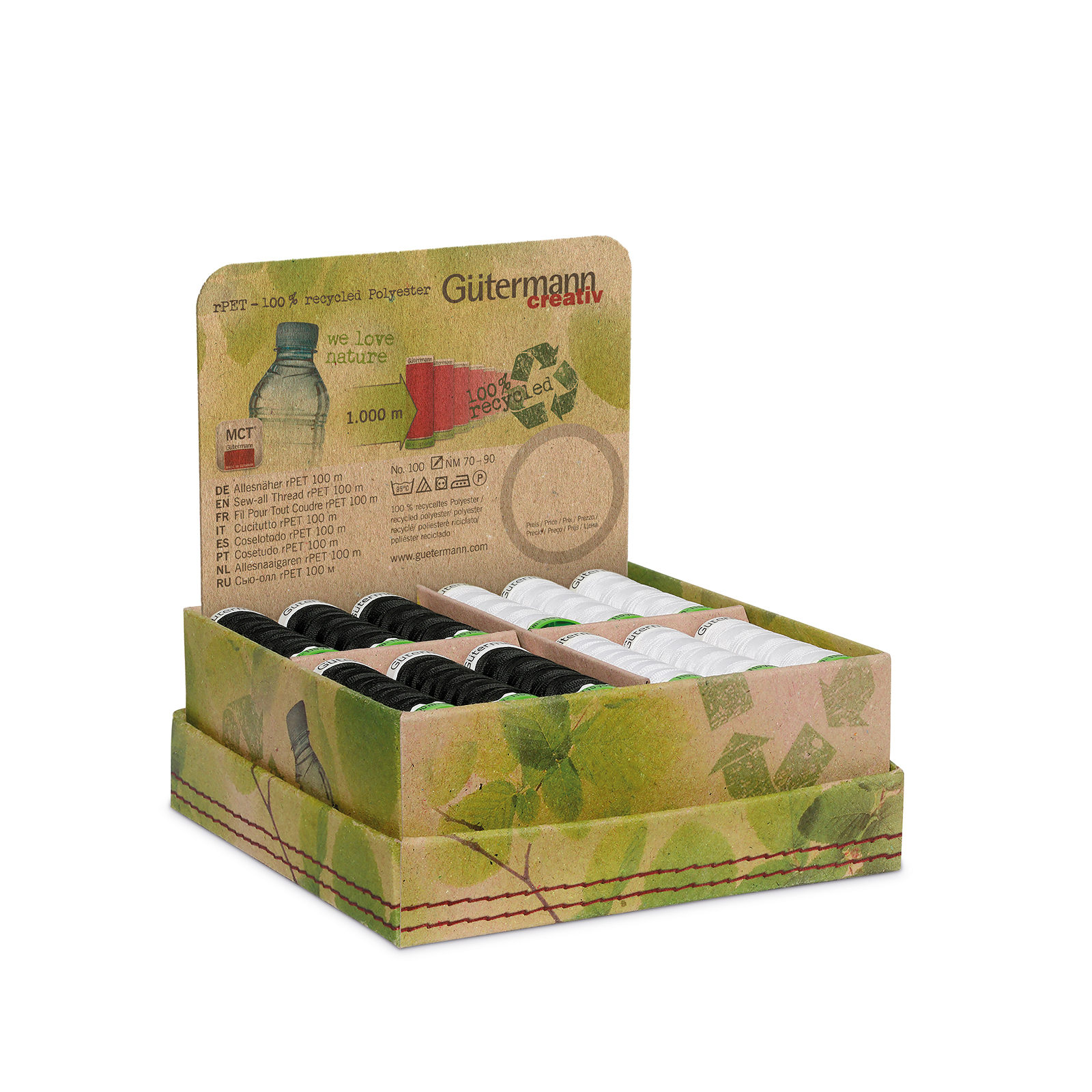 Gütermann 799746 Display met 24 conen rPet Allesnaaigaren rPET 100 mtr - Display