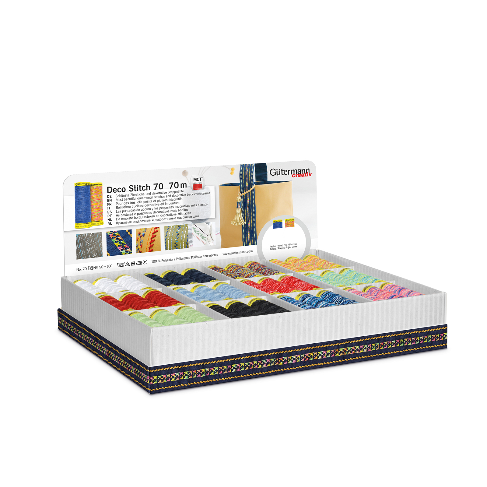 Gütermann 799747 Display met 72 conen Deco Stitch siersteekgaren 70mtr - Display