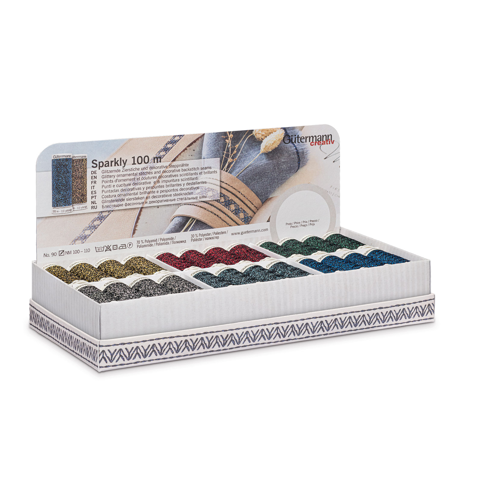 Gütermann 799750 Opberg- & Display box Sparkly 100 meter - display à 48 spoelen - Display