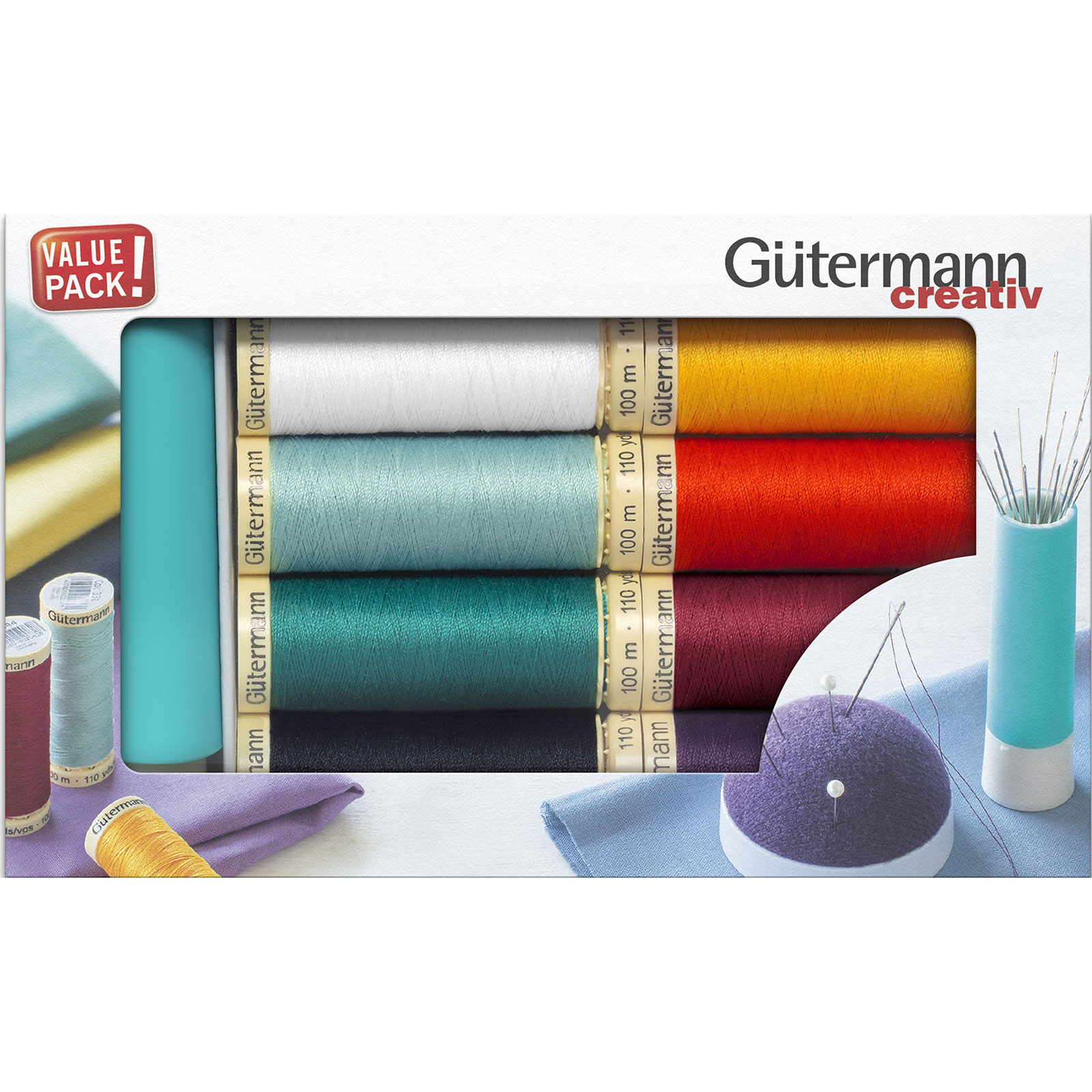 Gutermann 734572 Naaigarenset met Naaldentwister en 8 spoelen Allesnaaigaren 100 meter - SET