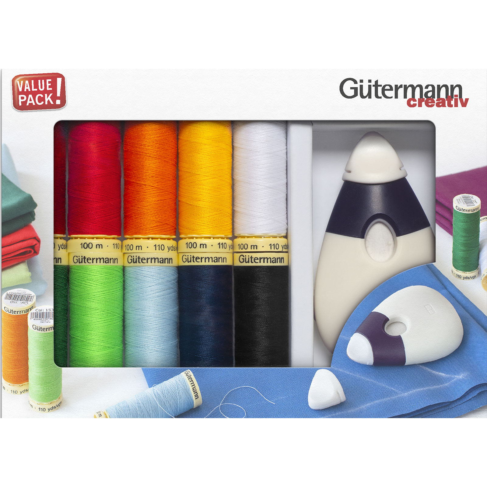 Gutermann 734573 Naaigarenset met Krijtwiel muis en 10 spoelen Allesnaaigaren 100 meter - SET