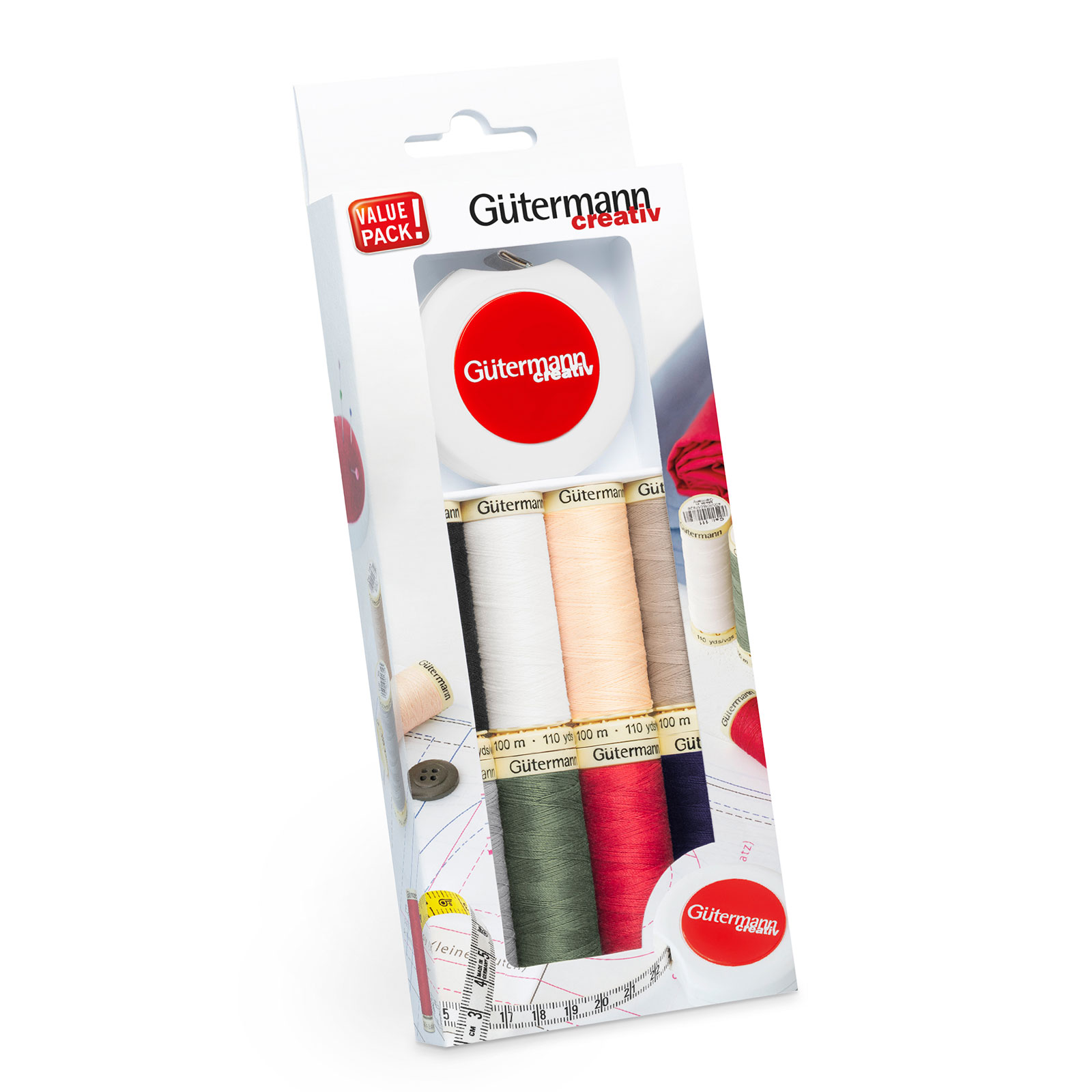 Gutermann 734574 Naaigarenset met 8 spoelen Allesnaaigaren 100m + een rolcentimer - SET