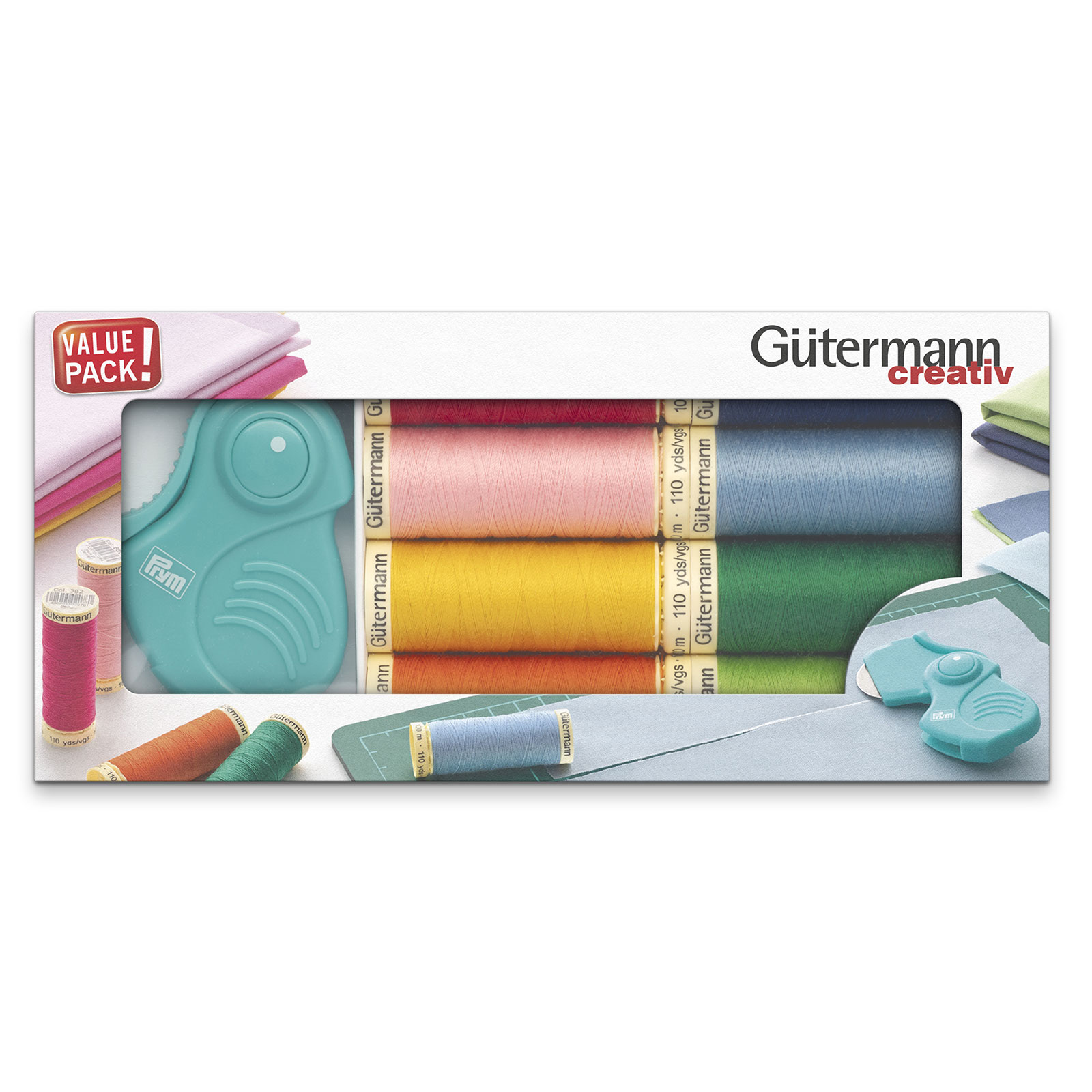 Gutermann 734586 Naaigarenset met 8 spoelen Cotton C Ne 50 100m + liniaal - SET