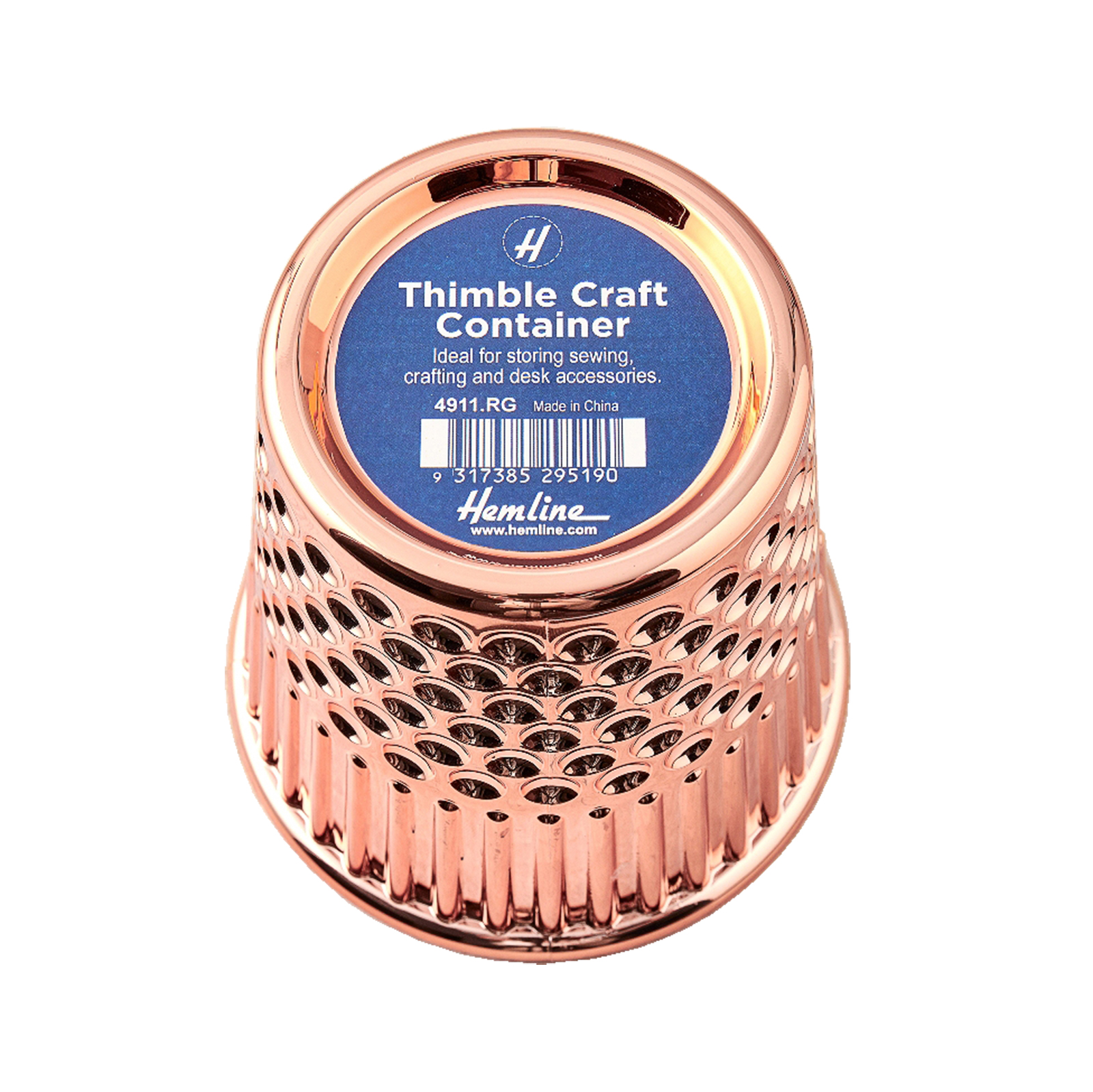 Hemline 4911 Vingerhoed 12,5 x 12cm voor het opbergen van allerlei hobby items - rose gold