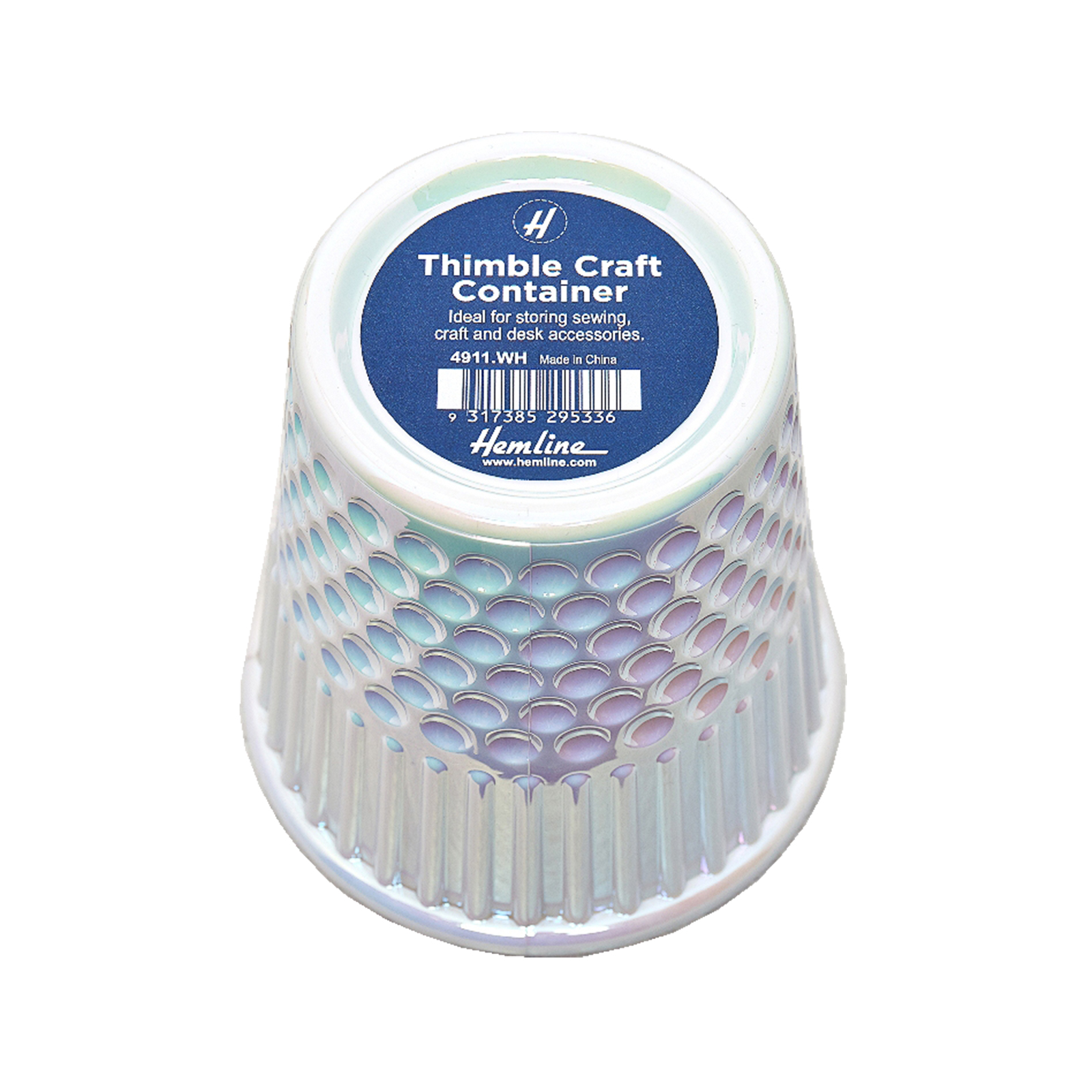 Hemline 4911 Vingerhoed 12,5 x 12cm voor het opbergen van allerlei hobby items - pearl white