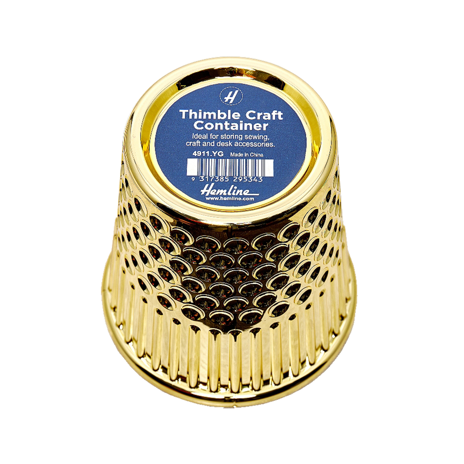 Hemline 4911 Vingerhoed 12,5 x 12cm voor het opbergen van allerlei hobby items - yellow gold