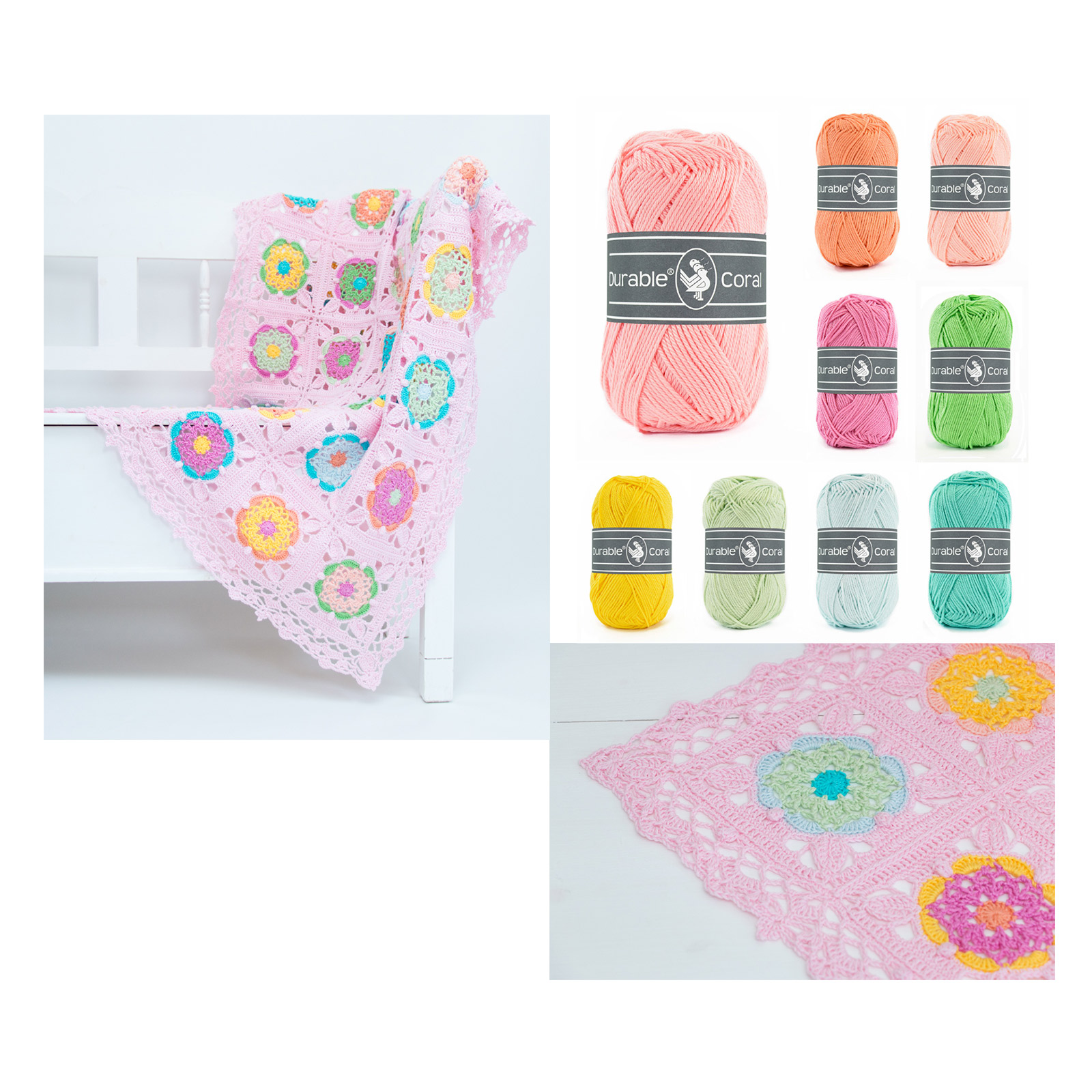 Jip by Jan 014.119 Haakpakket Coaster Square deken roze - PAKKET