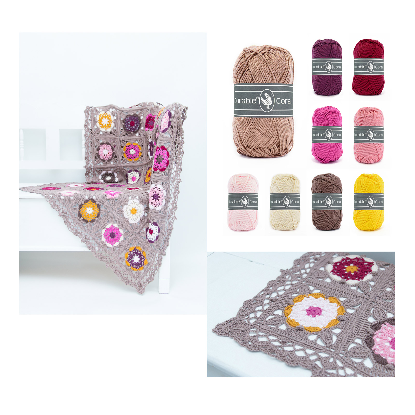 Jip by Jan 014.120 Haakpakket Coaster Square deken taupe - PAKKET