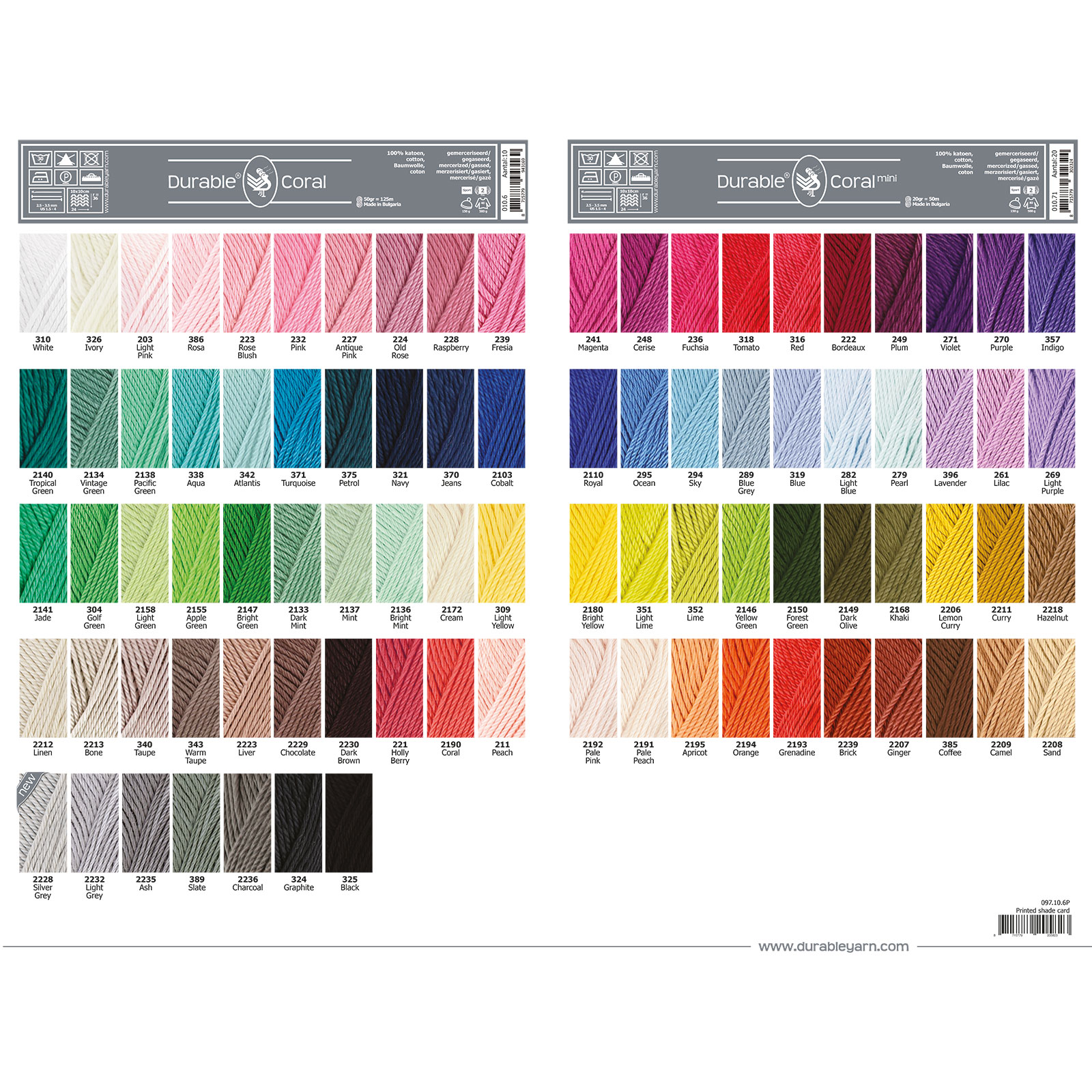 Kleurkaart Print Durable Coral 010.6 en Coral mini 010.71 - STUK