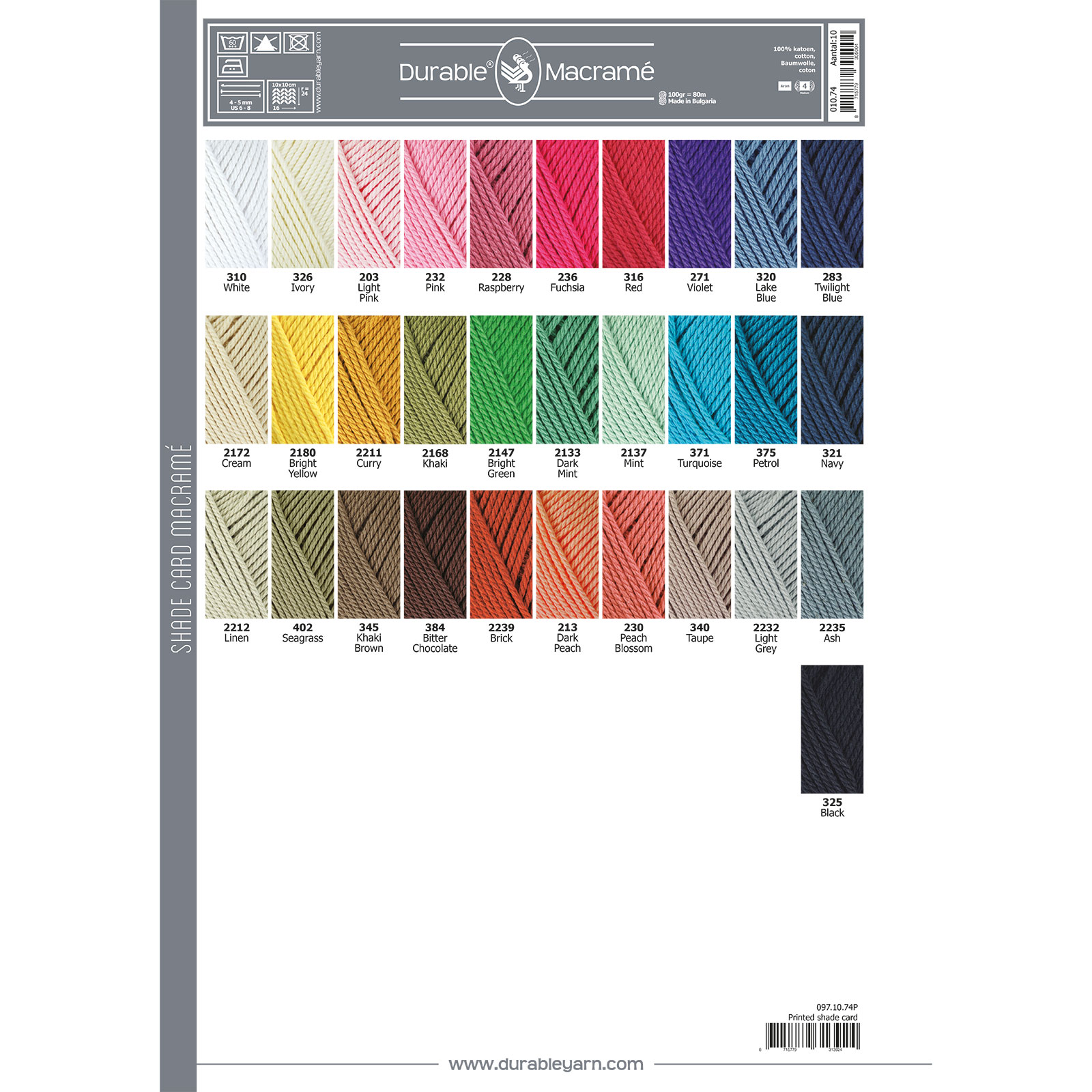 Kleurkaart Print Durable Macramè 010.74 - STUK