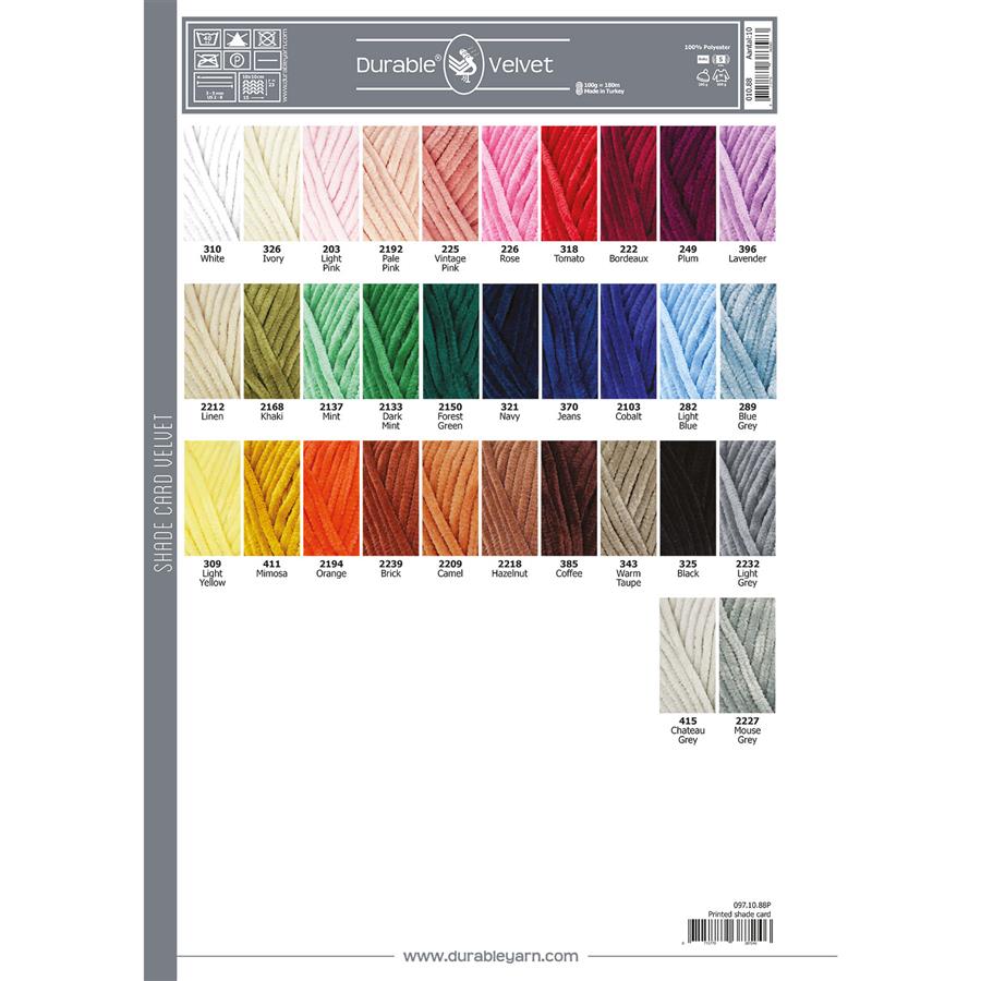 Kleurkaart Print Durable Velvet 010.88 - STUK