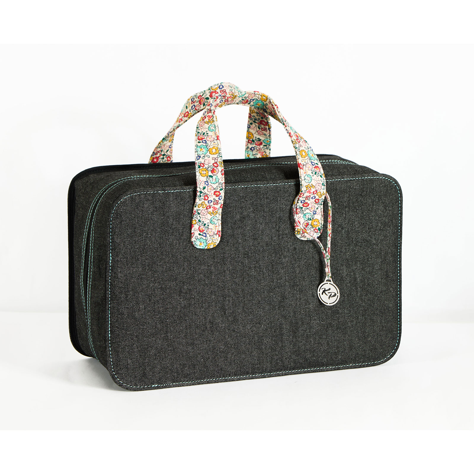 KnitPro 12830 Dokterstas Zwart Denim + Bloemenprint - STUK