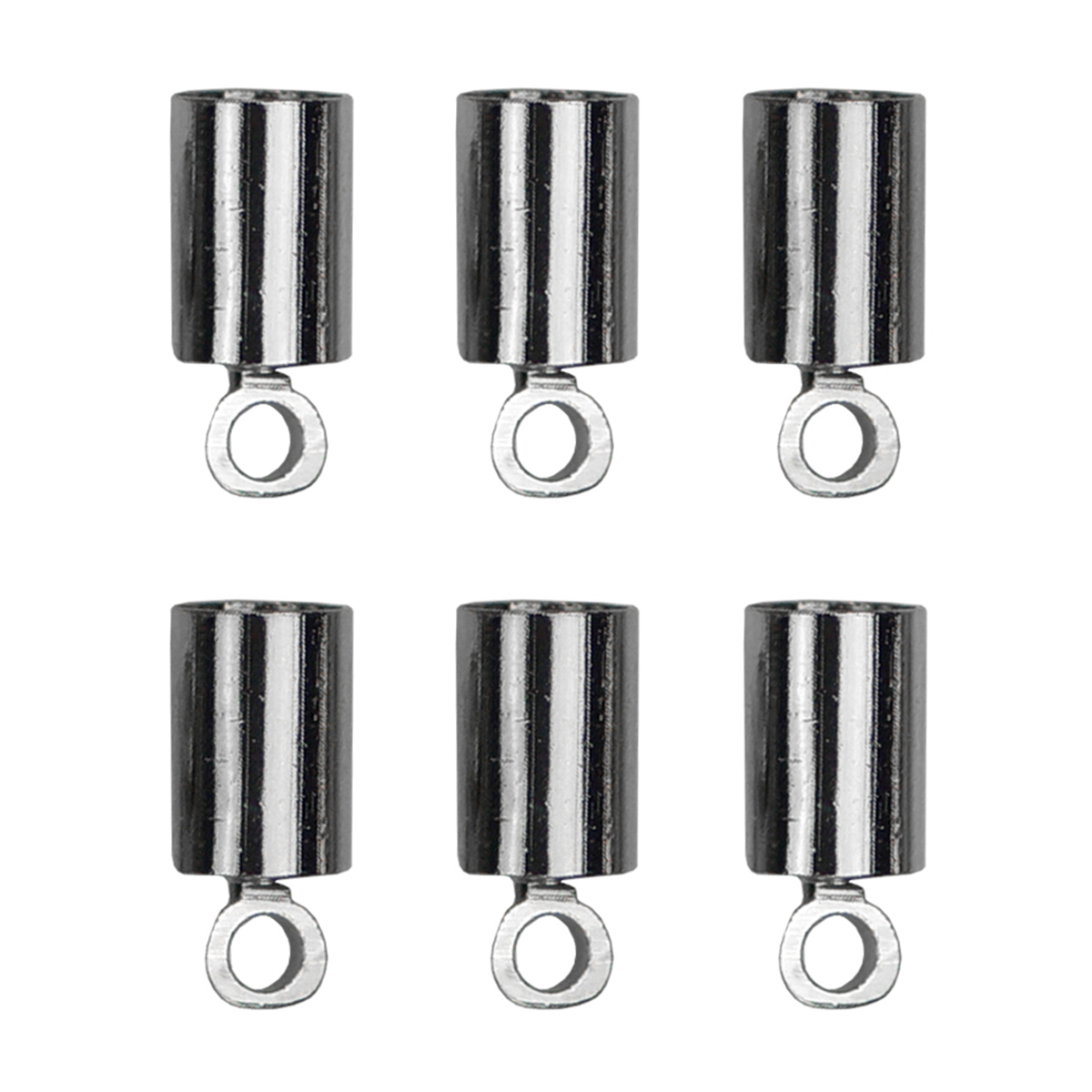 Kumihimo 045.1011 Eindkap sluiting platinum 3mm - 6 stuks - Kaart
