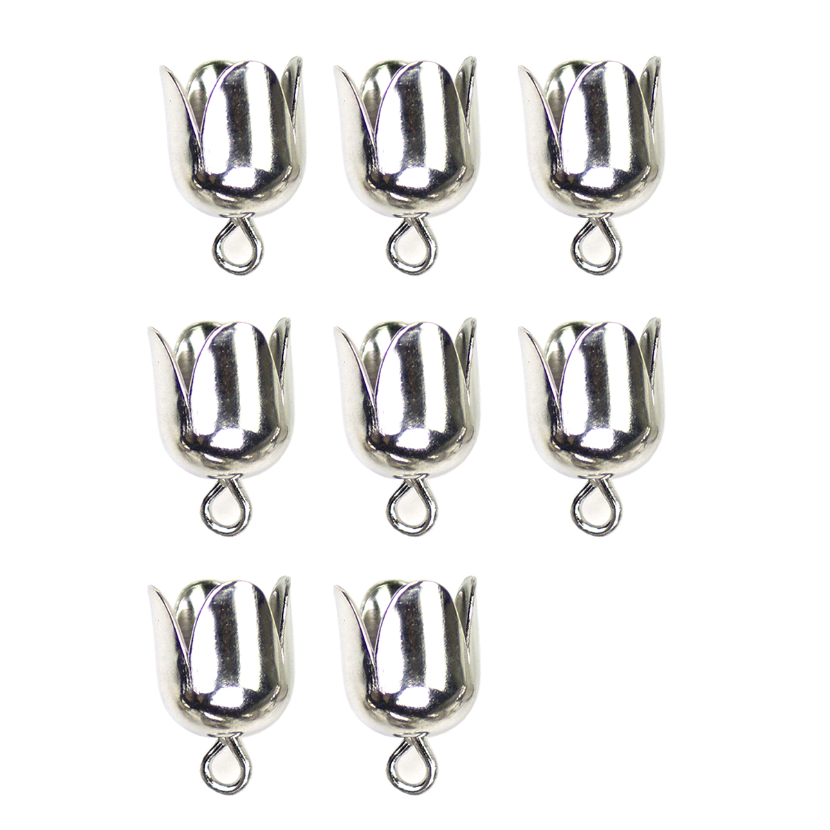 Kumihimo 045.1014 Eindkap sluiting  platinum 8mm - 8 stuks - Kaart