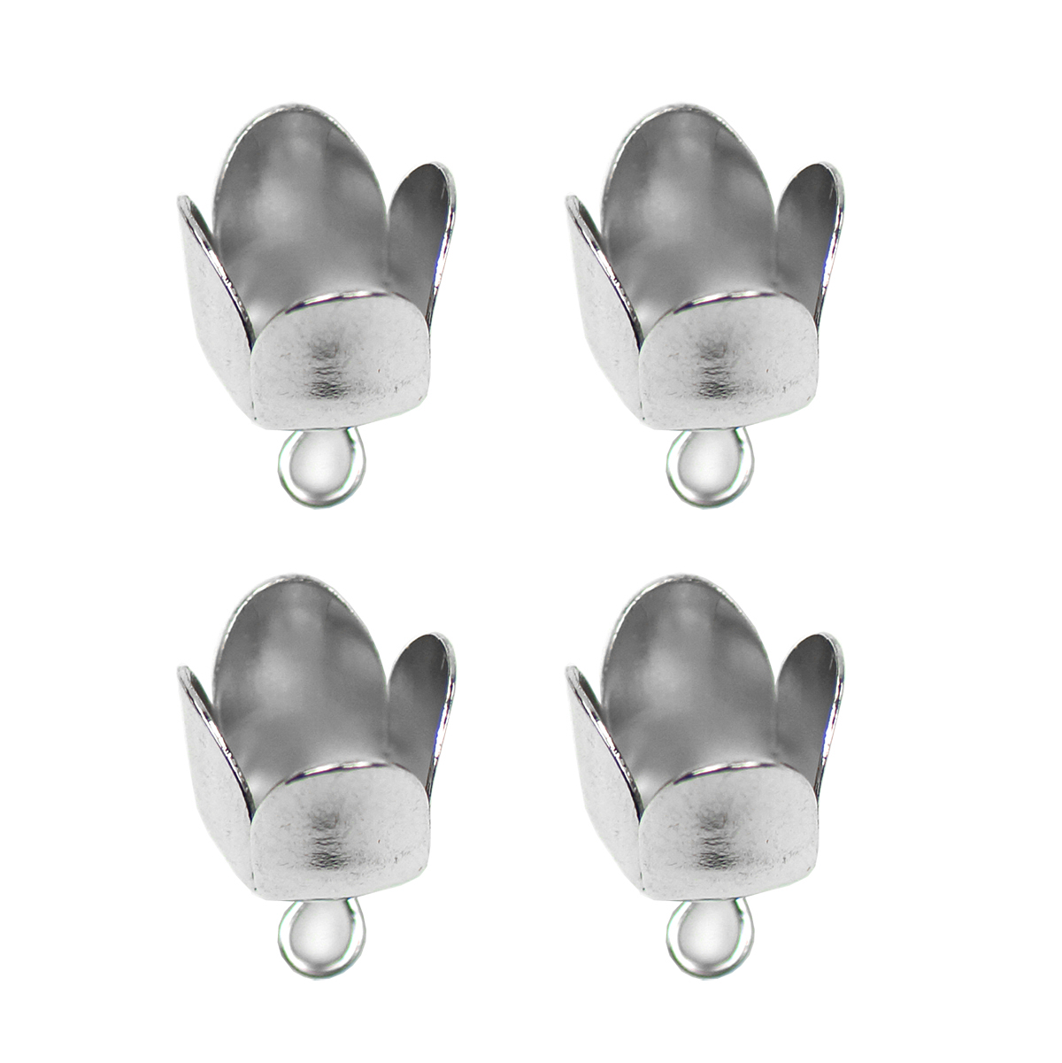 Kumihimo 045.1015  Eindkap sluiting platinum 13mm - 4 stuks - Kaart